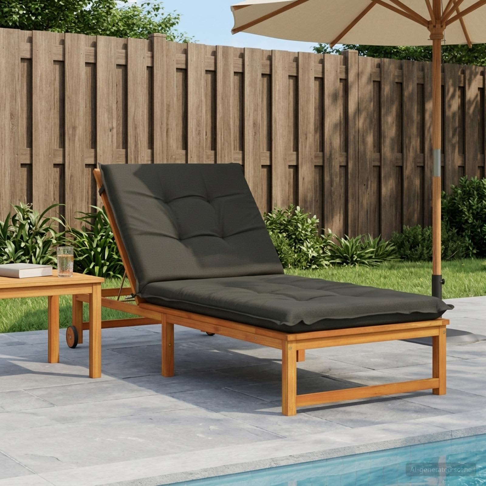 Ligstoel Kussen GEMERT 100% Polyester Antraciet 190 x 80 x 9 cm image 1