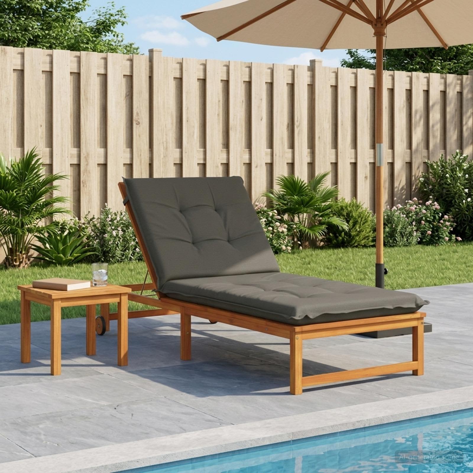 Ligstoel Kussen GEMERT 100% Polyester Grijs 190 x 80 x 9 cm image 1