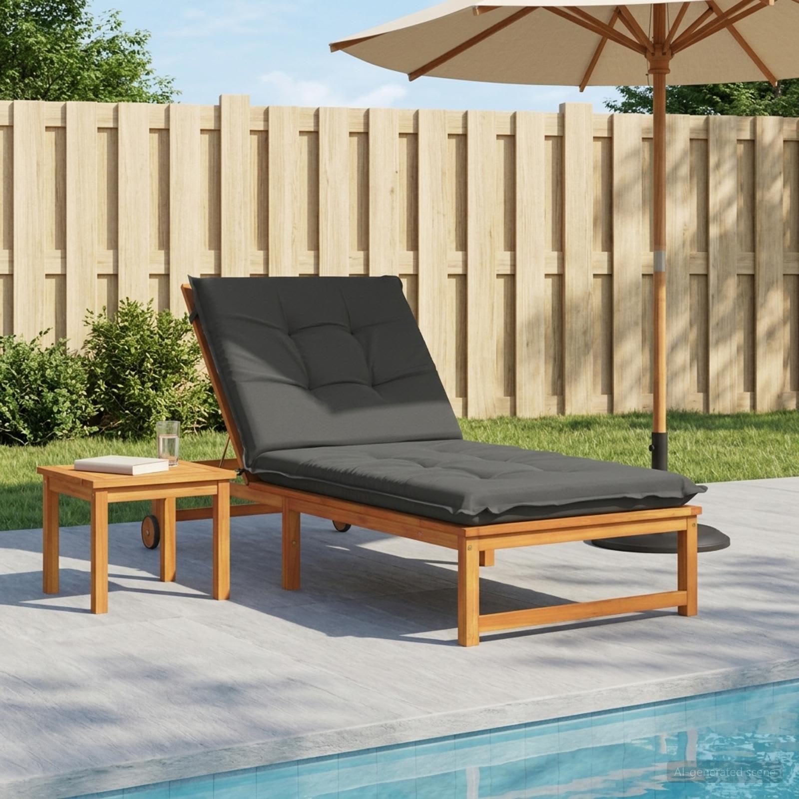 Ligstoel Kussen GEMERT 100% Polyester Antraciet 190 x 70 x 9 cm image 1