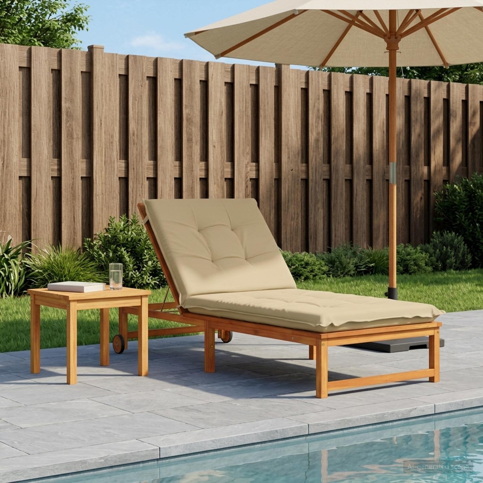 Ligstoel Kussen GEMERT 100% Polyester Beige 190 x 80 x 9 cm image 1