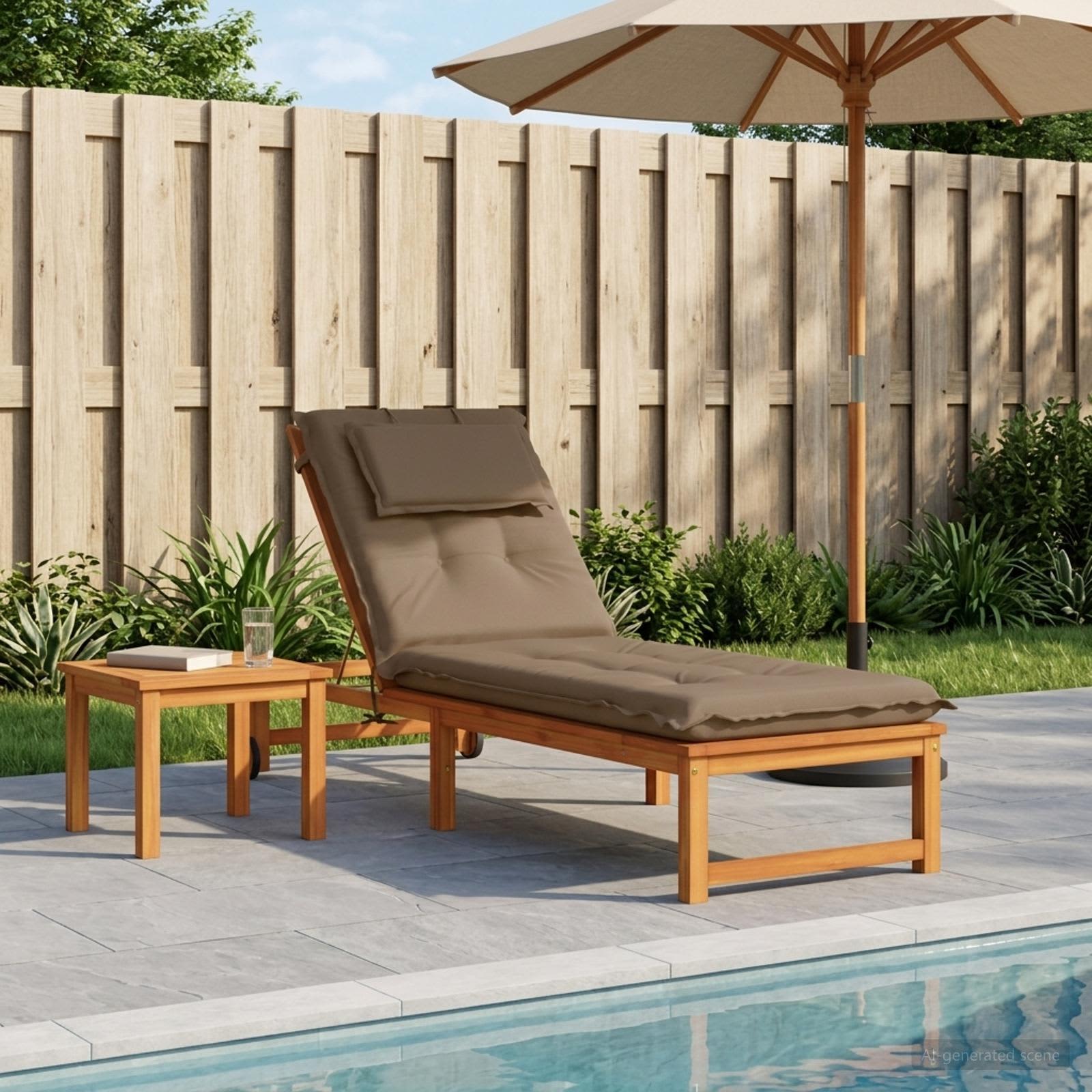 Ligstoel Kussen GEMERT 100% Polyester Taupe 190 x 50 x 9 cm image 1