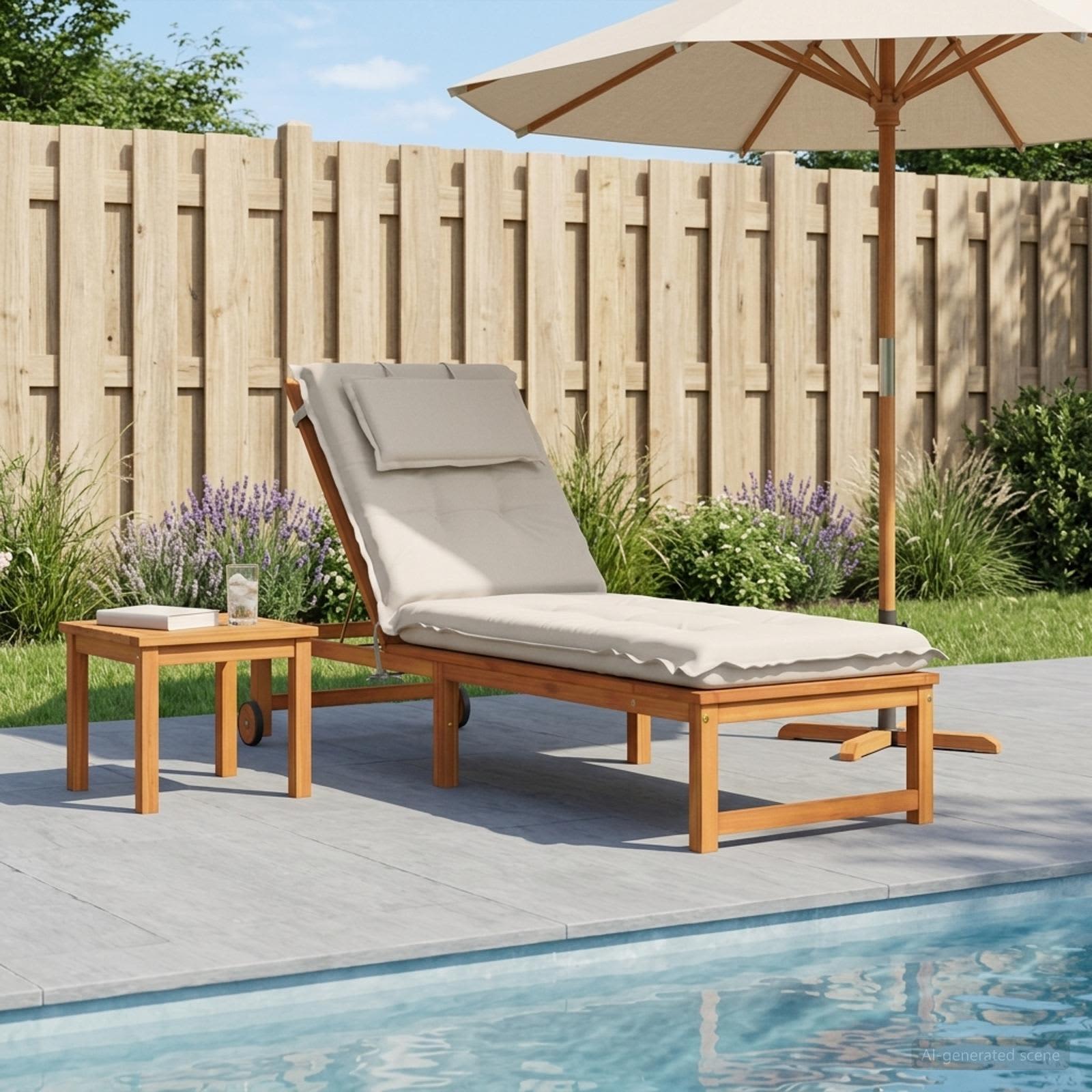 vidaXL Sonnenliege Kissen GEMERT 100 % Polyester Weiß 190 x 60 x 9 cm
