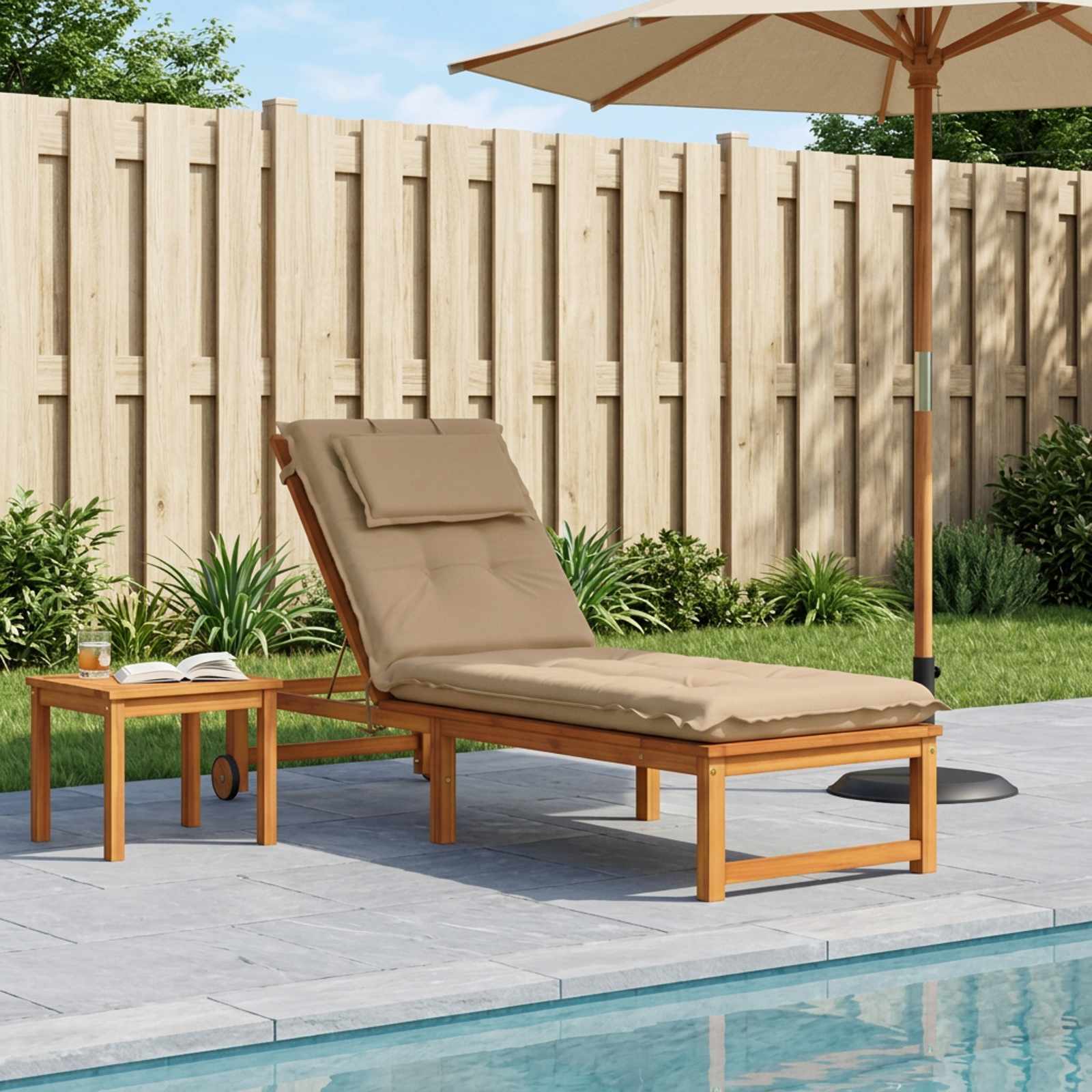 Ligstoel Kussen GEMERT 100% Polyester Zand 190 x 60 x 9 cm image 1