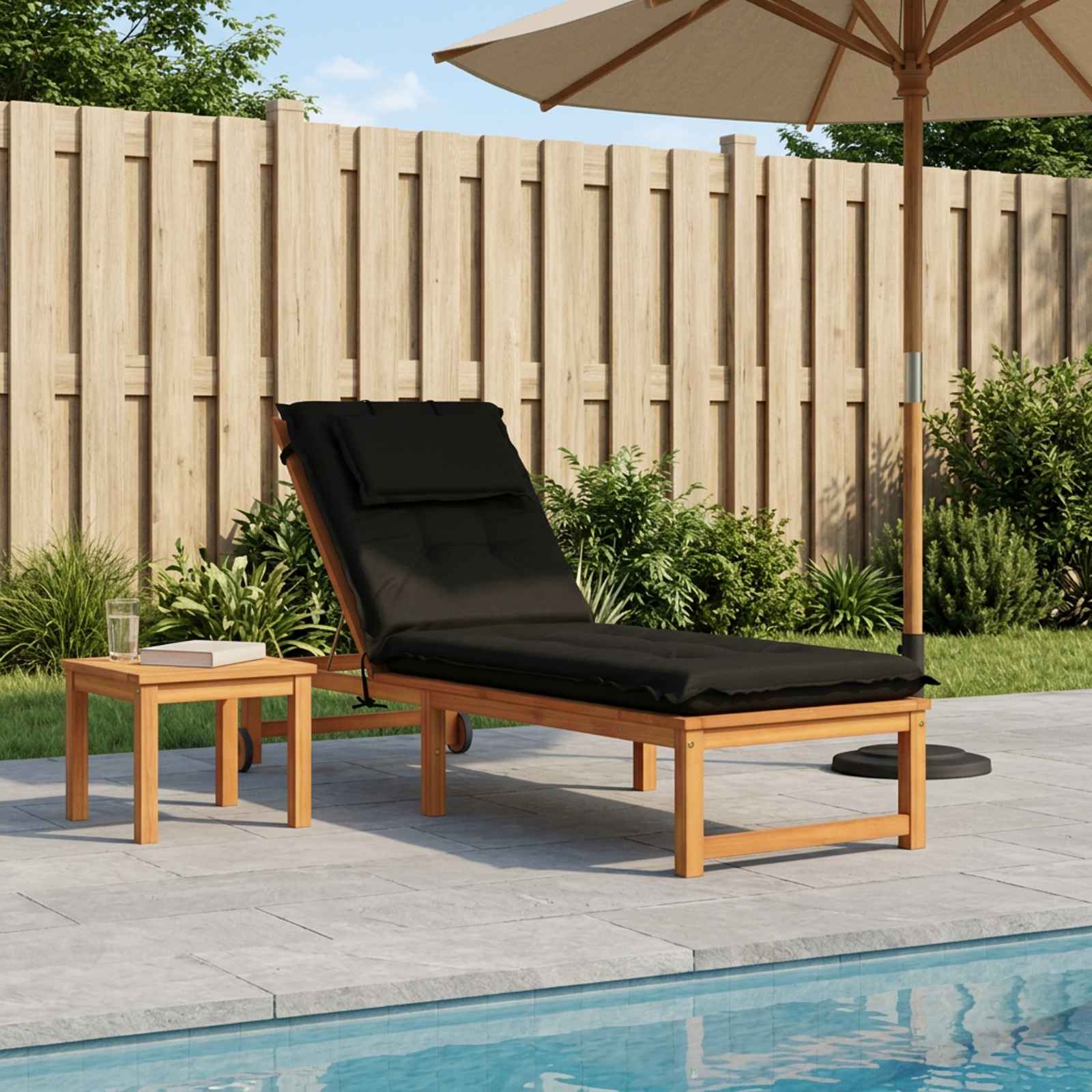 Ligstoel Kussen GEMERT 100% Polyester Zwart 190 x 60 x 9 cm image 1