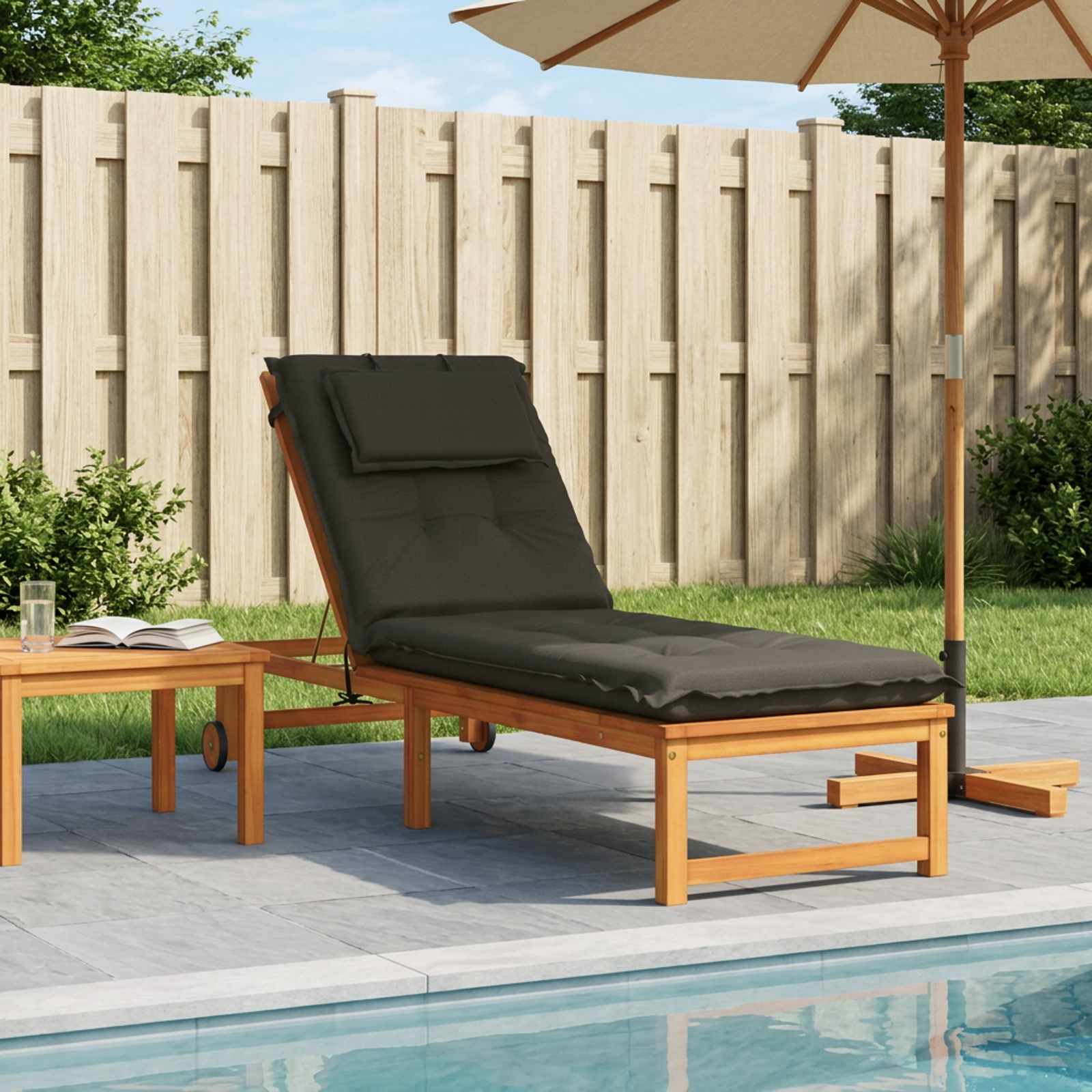 Ligstoel Kussen GEMERT 100% Polyester Antraciet 190 x 50 x 9 cm image 1