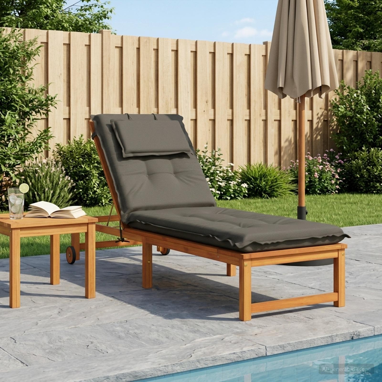 Ligstoel Kussen GEMERT 100% Polyester Grijs 190 x 60 x 9 cm image 1