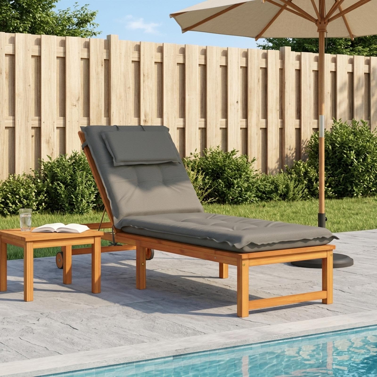 vidaXL Sonnenliege Kissen GEMERT 100 % Polyester Grau 190 x 60 x 9 cm