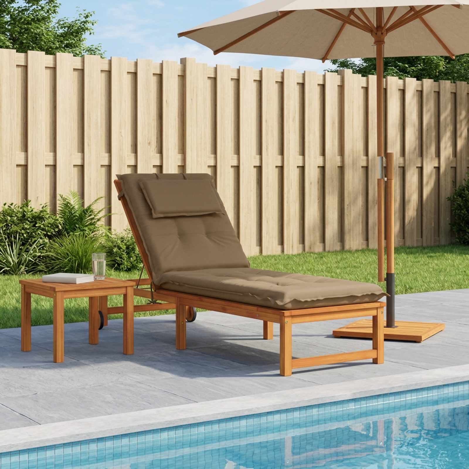vidaXL Sonnenliege Kissen GEMERT 100 % Polyester Taupe 190 x 60 x 9 cm