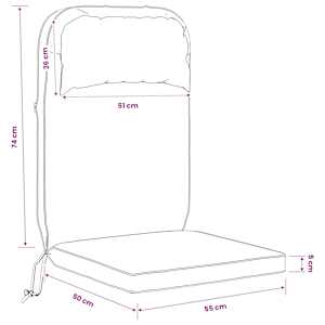 Polstr na židli Adirondack 100% polyester Černá 124 x 55 x 5 cm - obrázek 9