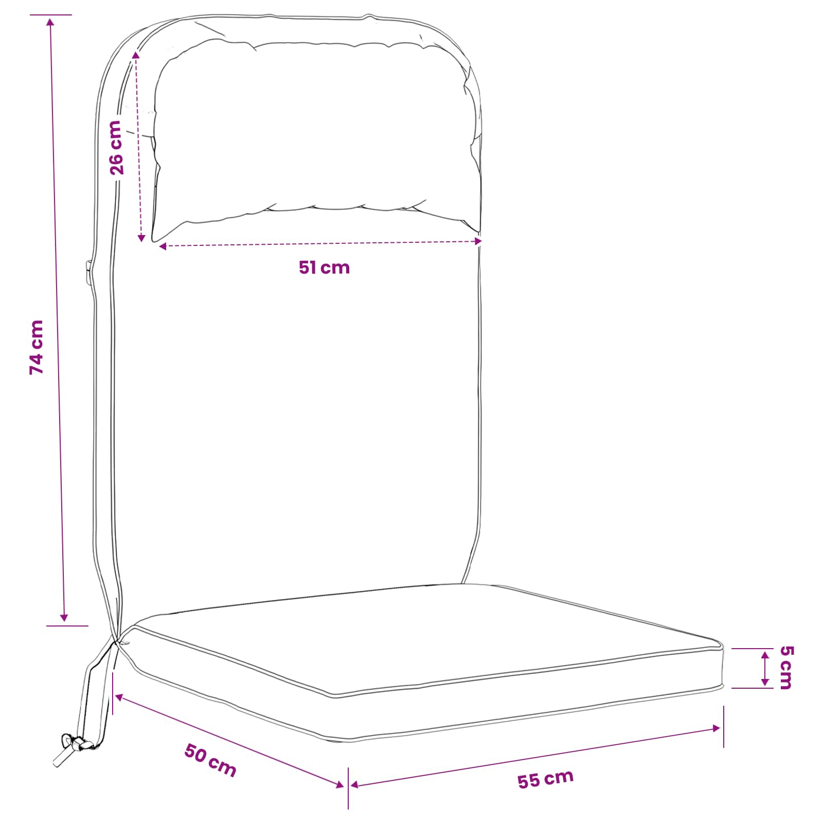 Zon Loungerkussen 100% Polyester Zwart 55 x 124 x 5 cm image 7