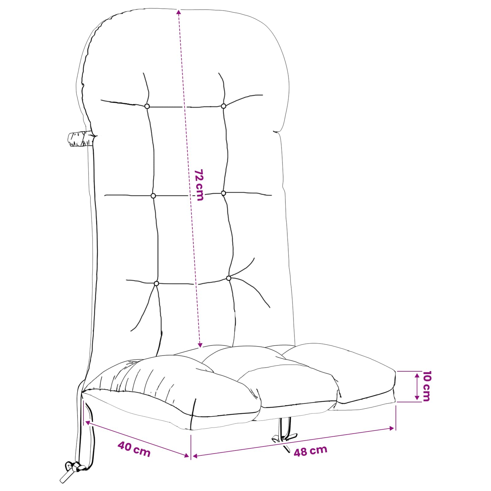 Zon Loungerkussen PUTTEN 100% Polyester Zwart 48 x 112 x 10 cm image 7