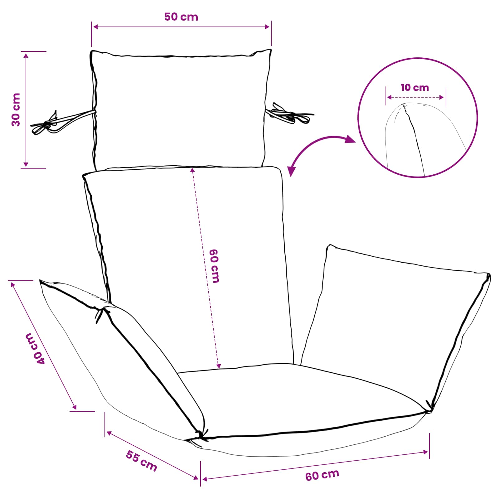 Adirondack Kussen PUTTEN 100% Polyester Wit 60 x 145 x 10 cm image 7