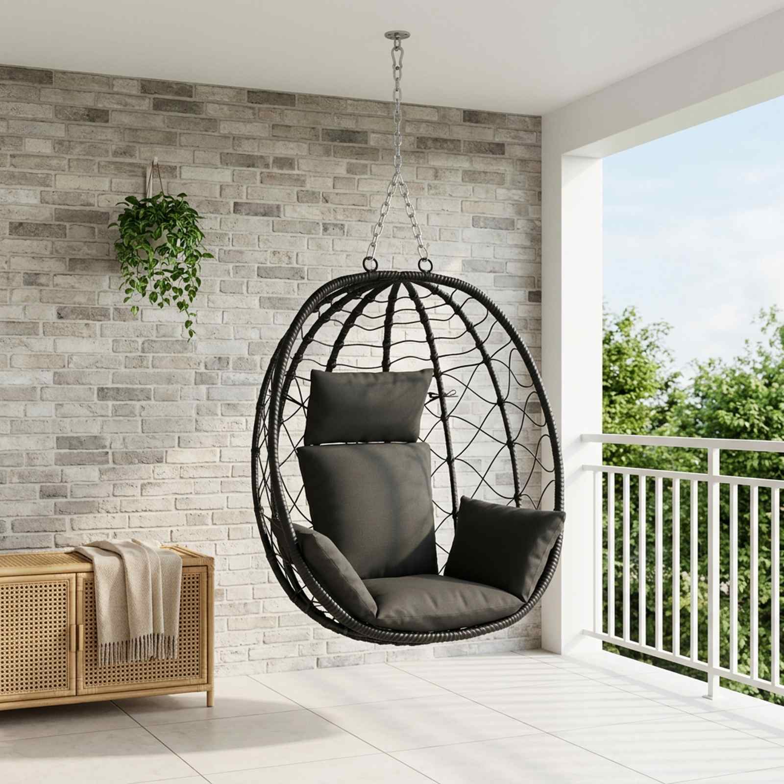 vidaXL Adirondack Pude PUTTEN 100% polyester Sort 60 x 145 x 10 cm