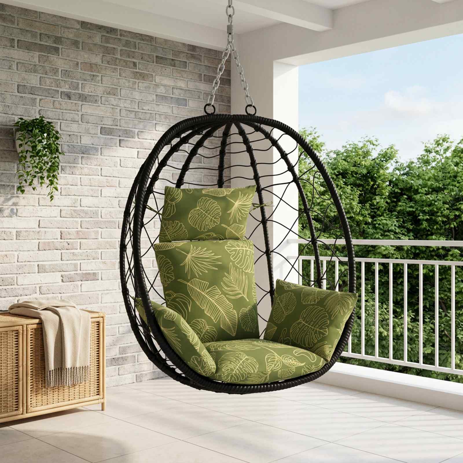 Adirondack pude PUTTEN i 100% polyester med bladdesign 60 x 145 x 10 cm