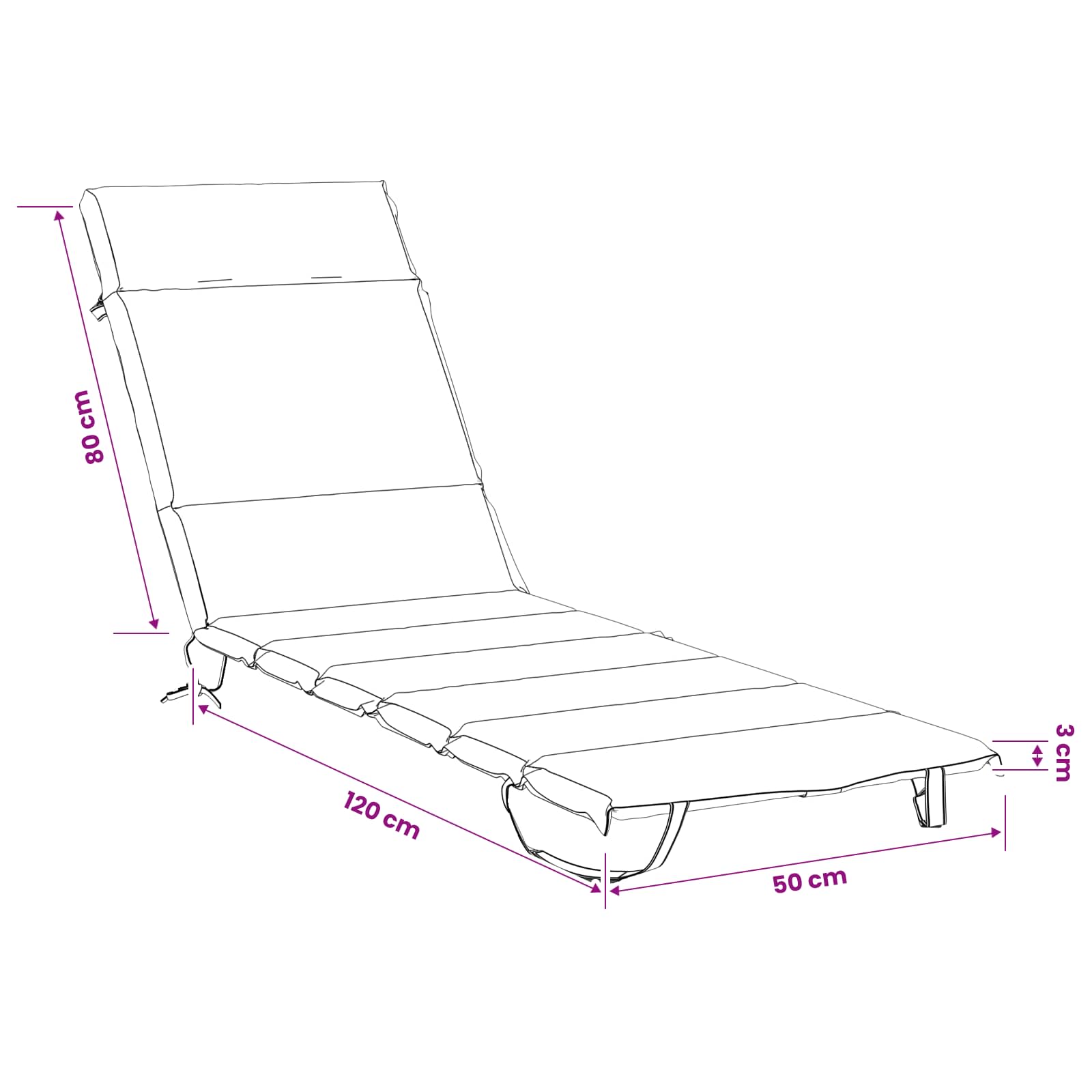 Ligstoel Kussen GEMERT 100% Polyester Zwart 200 x 50 x 3 cm image 7