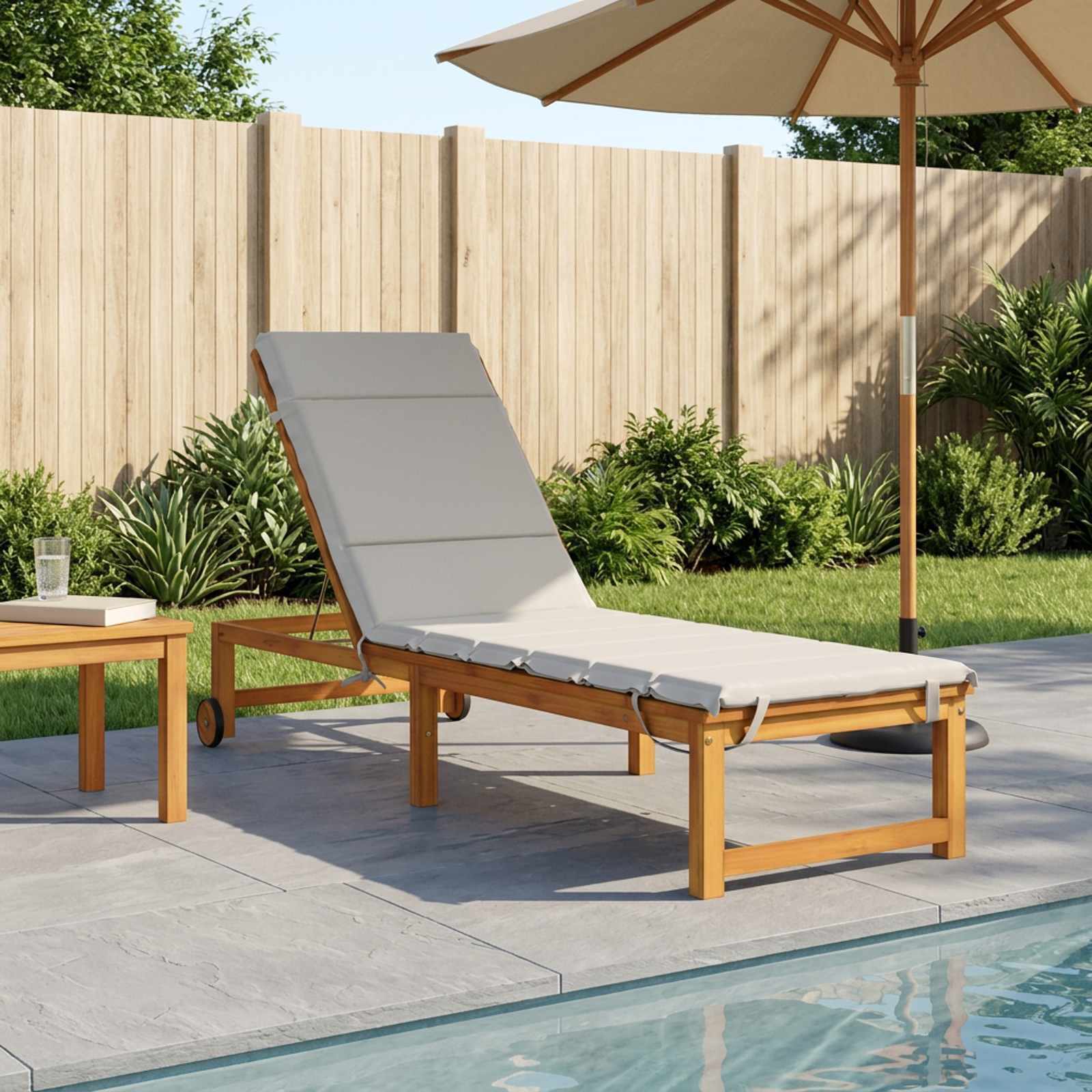 Ligstoel Kussen GEMERT 100% Polyester Wit 200 x 60 x 3 cm image 1