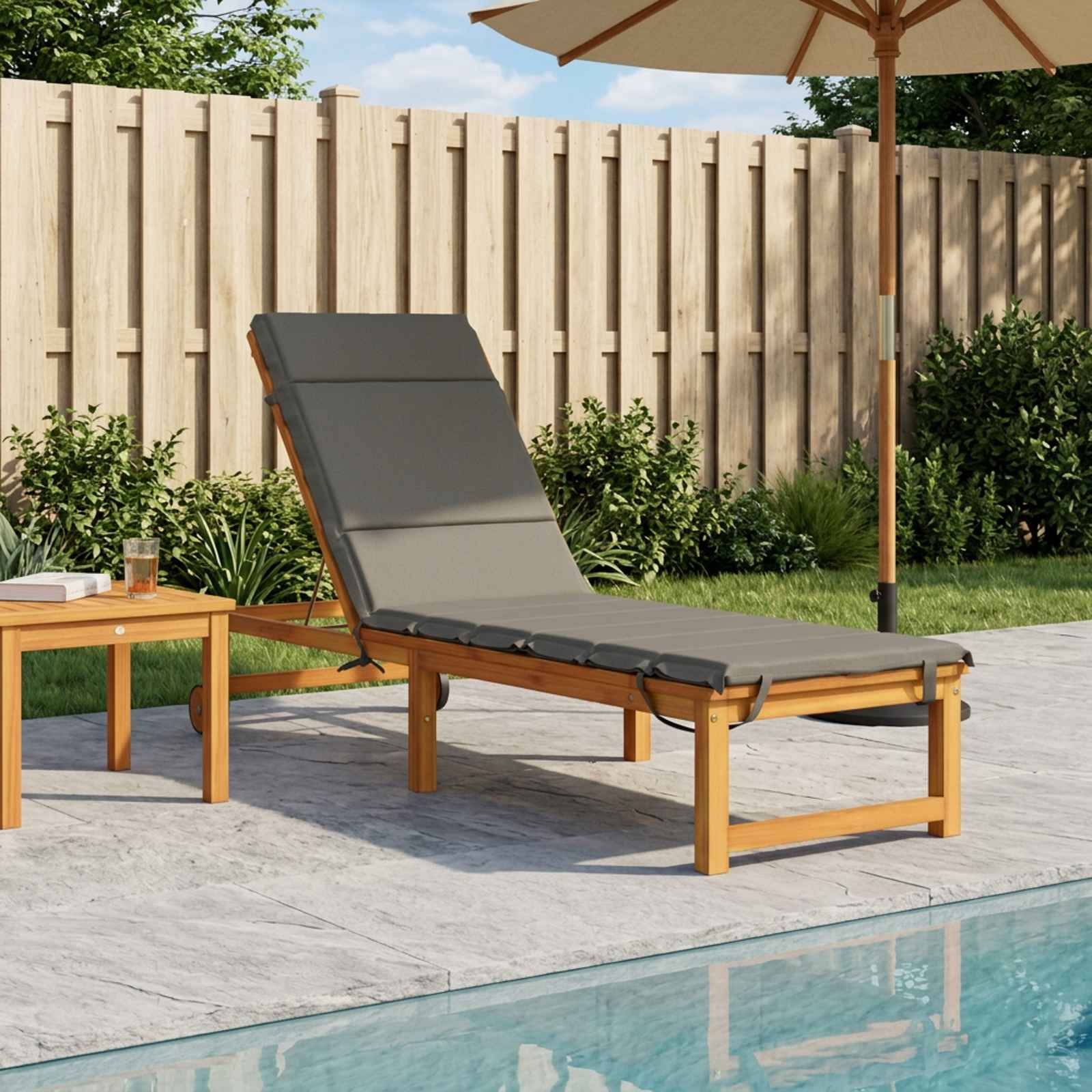 Ligstoel Kussen GEMERT 100% Polyester Grijs 200 x 50 x 3 cm image 1