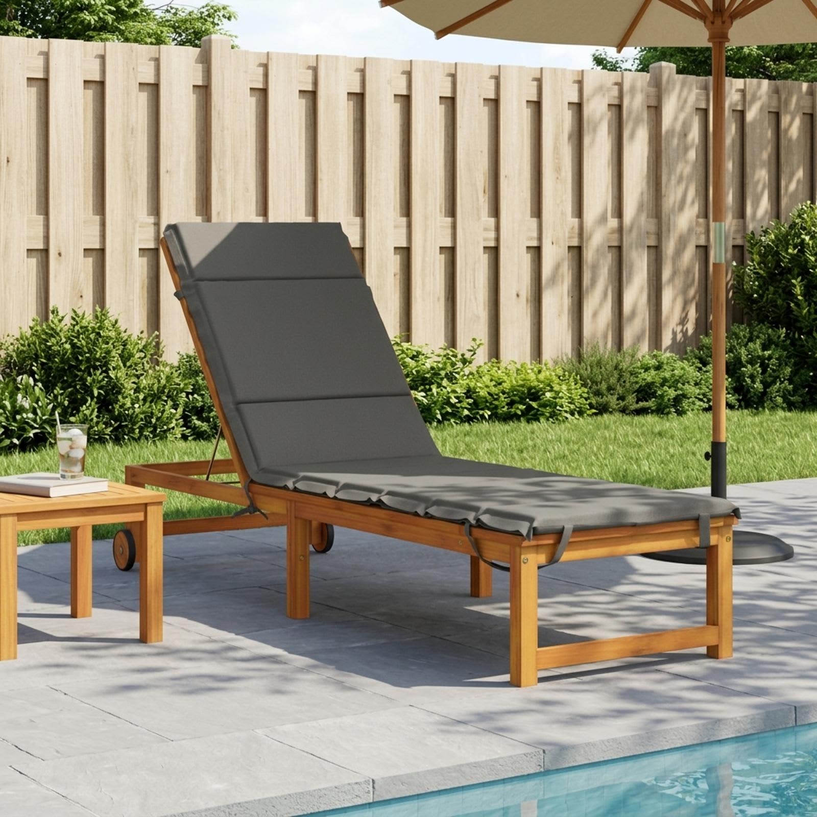 vidaXL Sonnenliege Kissen GEMERT 100 % Polyester Grau 200 x 50 x 3 cm