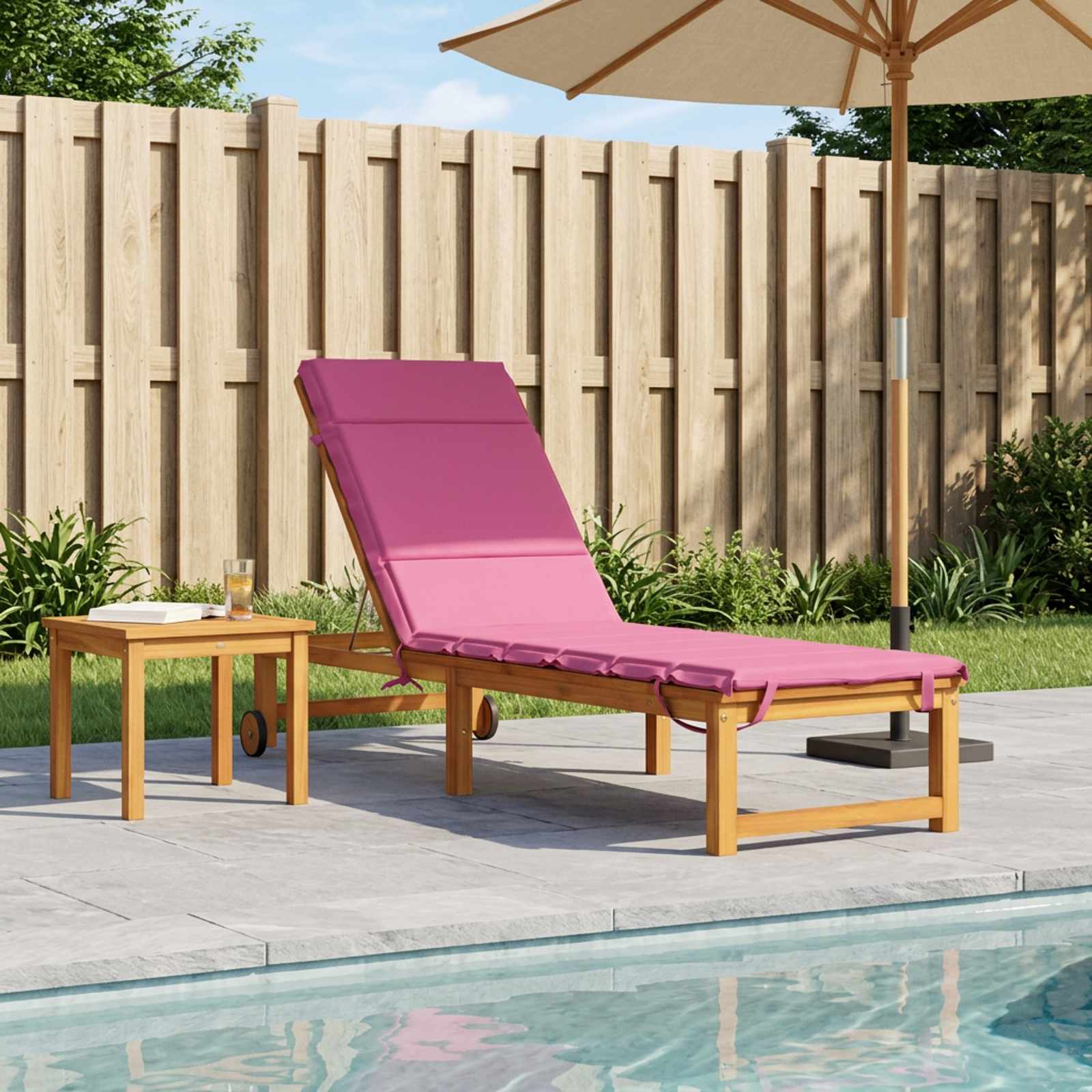 Ligstoel Kussen GEMERT 100% Polyester Roze 200 x 60 x 3 cm image 1