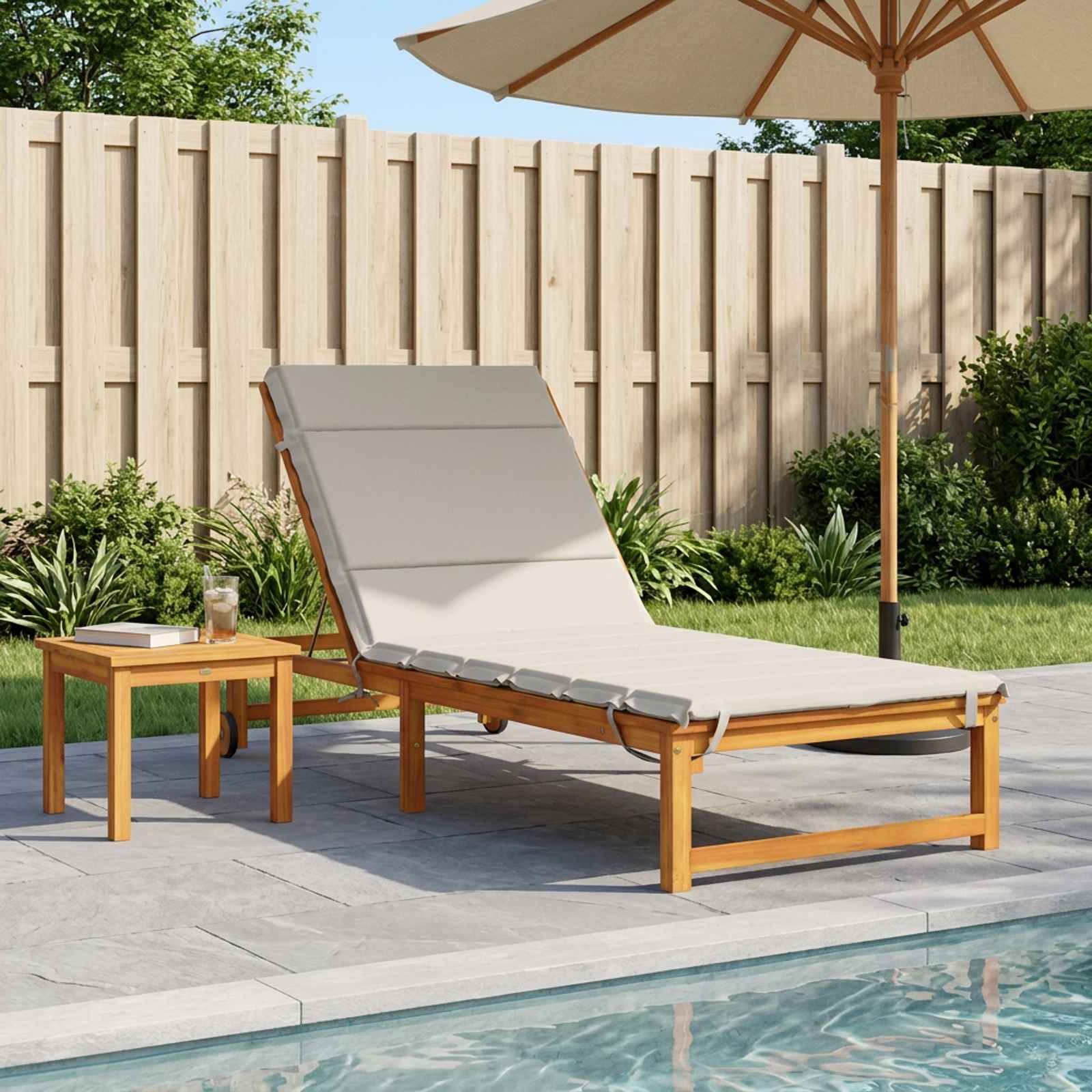 Ligstoel Kussen GEMERT 100% Polyester Wit 200 x 70 x 3 cm image 1