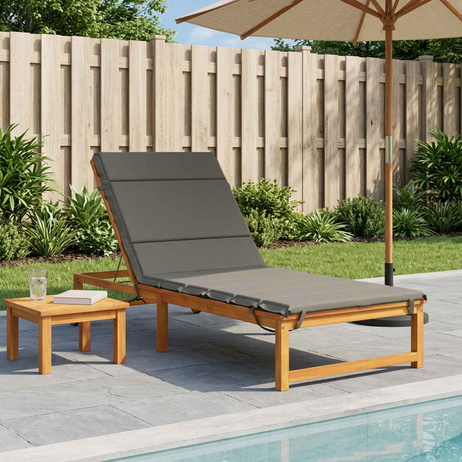 Ligstoel Kussen GEMERT 100% Polyester Grijs 200 x 90 x 3 cm image 1