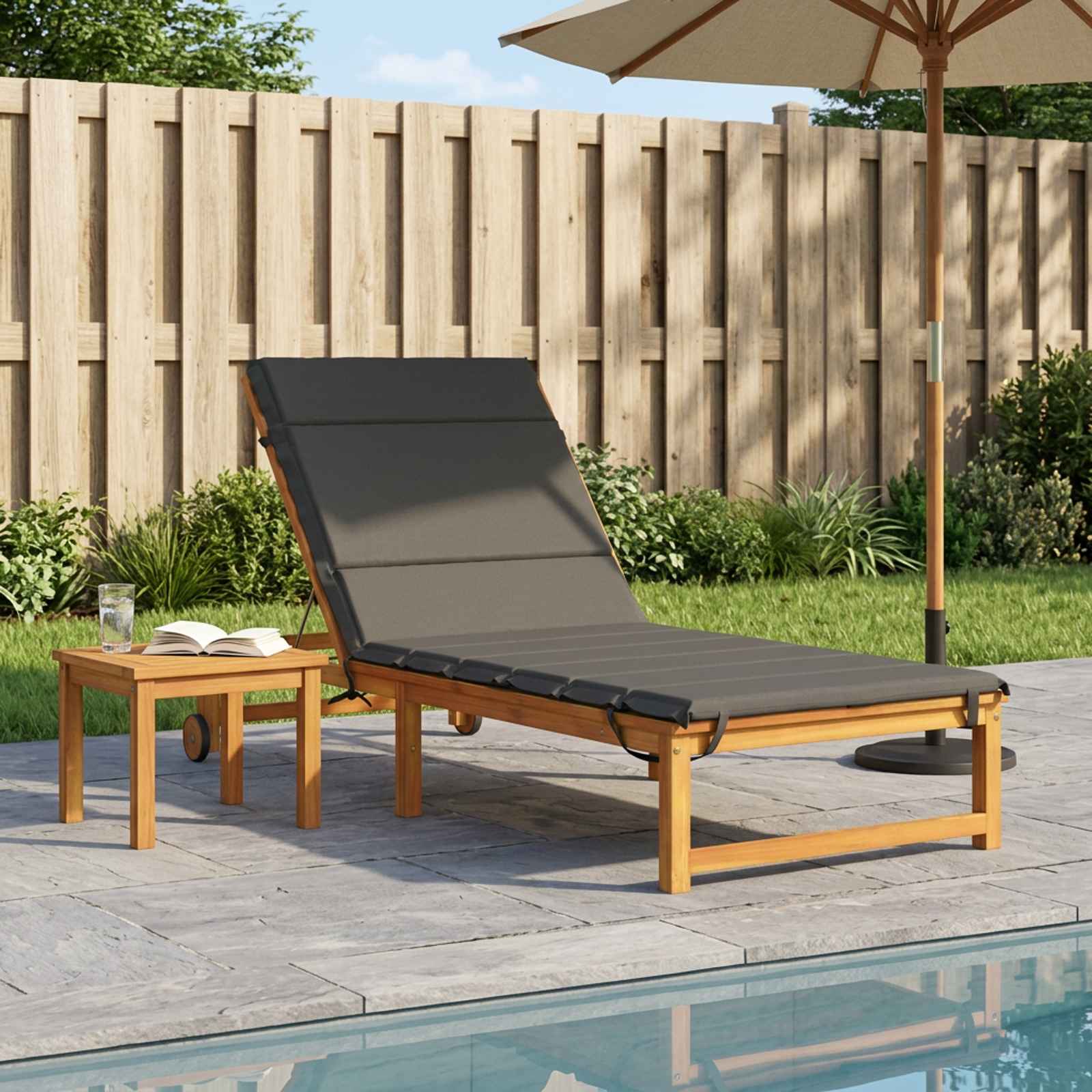 Ligstoel Kussen GEMERT 100% Polyester Antraciet 200 x 80 x 3 cm image 1