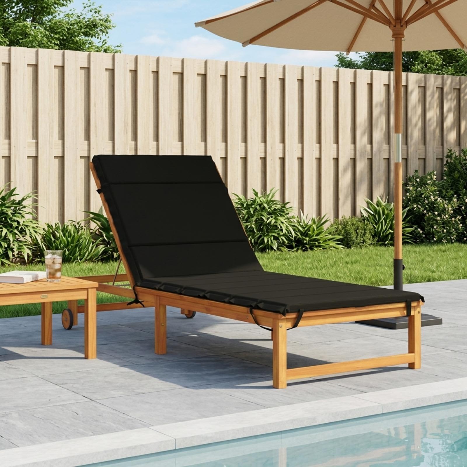 Ligstoel Kussen GEMERT 100% Polyester Zwart 200 x 70 x 3 cm image 1