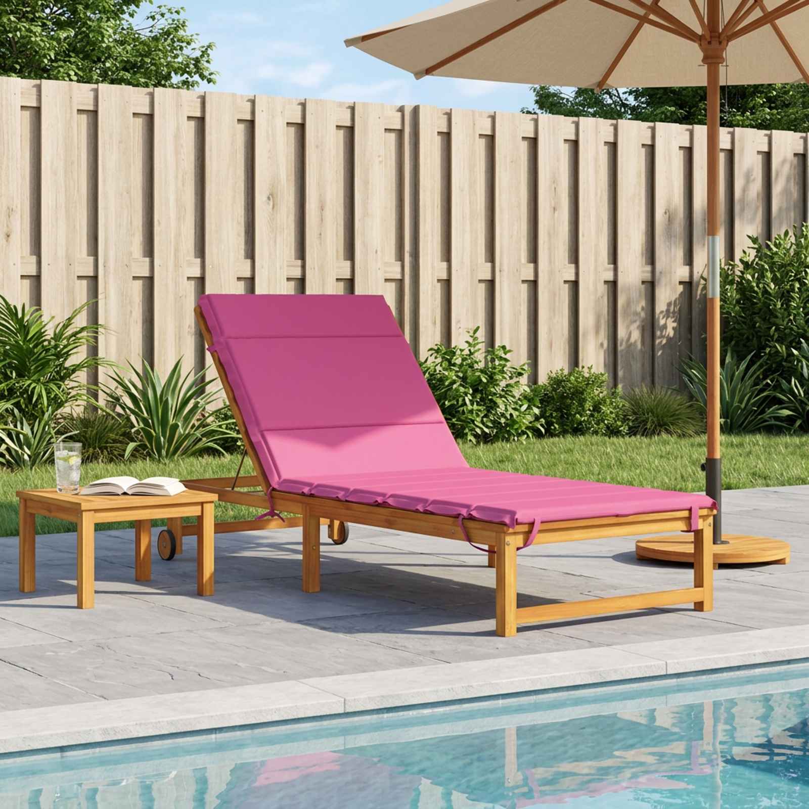 Ligstoel Kussen GEMERT 100% Polyester Roze 200 x 80 x 3 cm image 1
