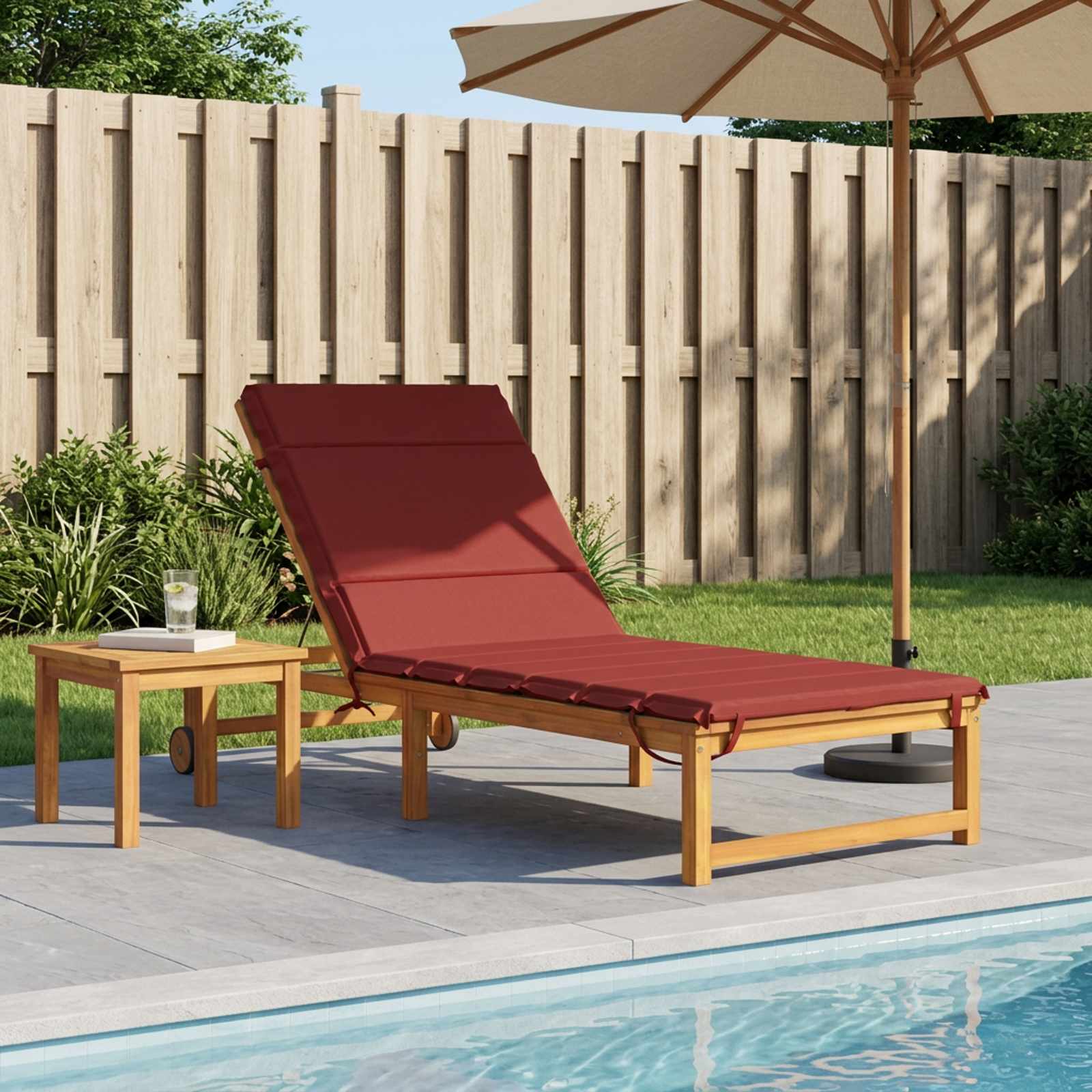 Ligstoel Kussen GEMERT 100% Polyester Wijnrood 200 x 70 x 3 cm image 1