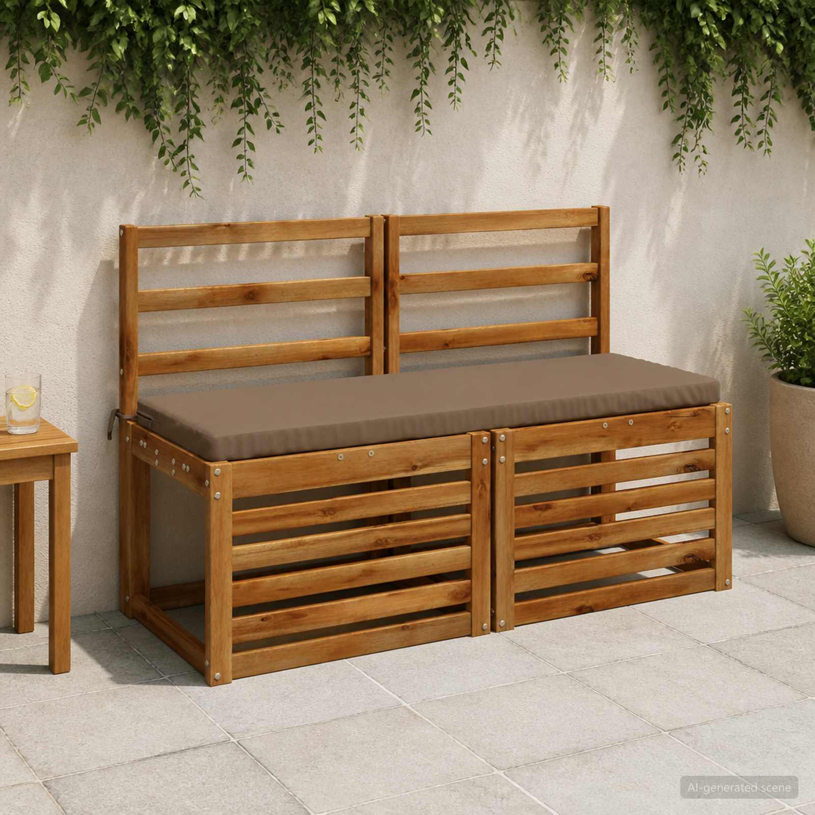 2-delige Bankkussens SOEST 2 st 100% Polyester Taupe image 1