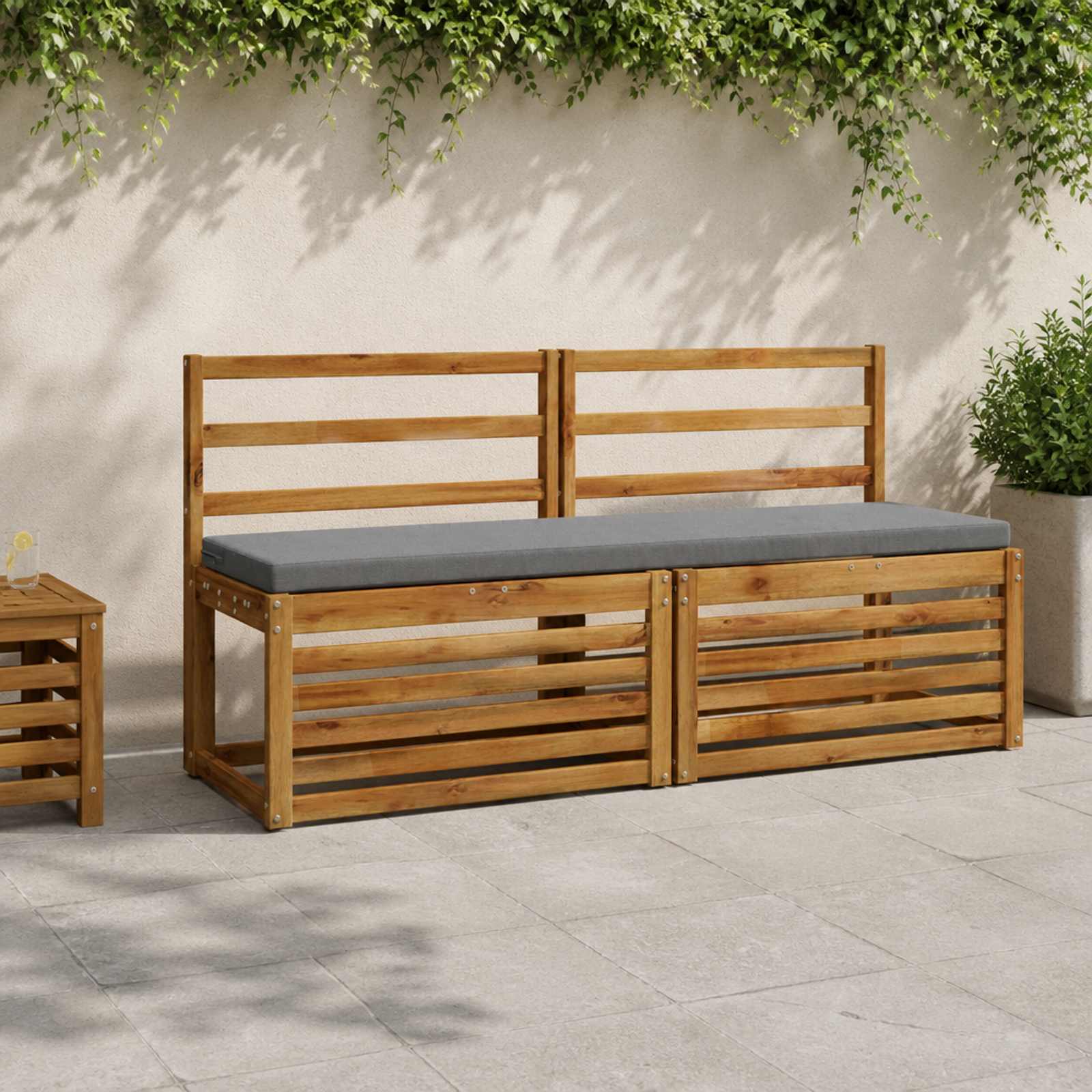 vidaXL Bankkissen SOEST 2 stk. 100 % Polyester Grau 140 x 40 x 5 cm