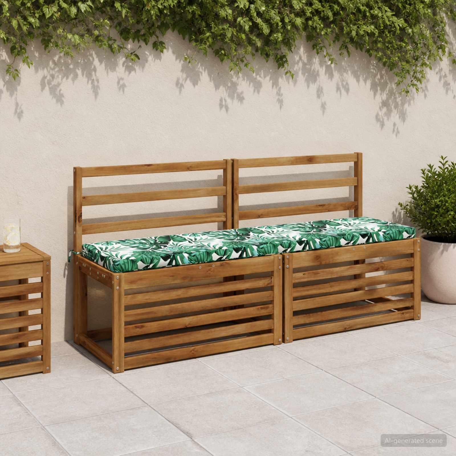 Bankkussen SOEST 100% Polyester Bladpatroon 160 x 40 x 5 cm image 1