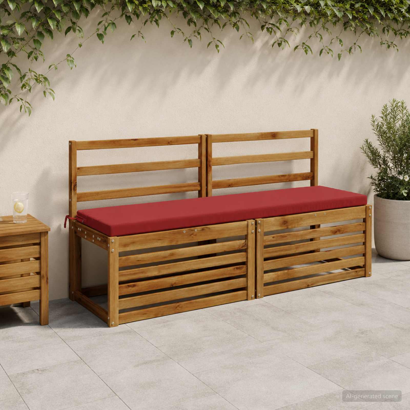 Bankkussen SOEST 100% Polyester Wijnrood 160 x 40 x 5 cm image 1