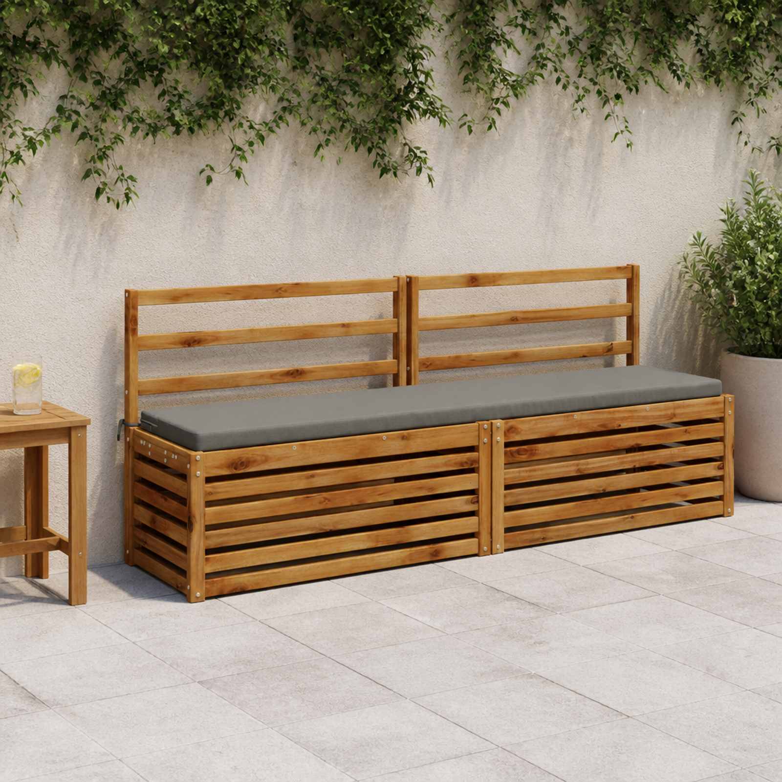 vidaXL Bankkissen SOEST 2 stk. 100 % Polyester Grau 200 x 40 x 5 cm