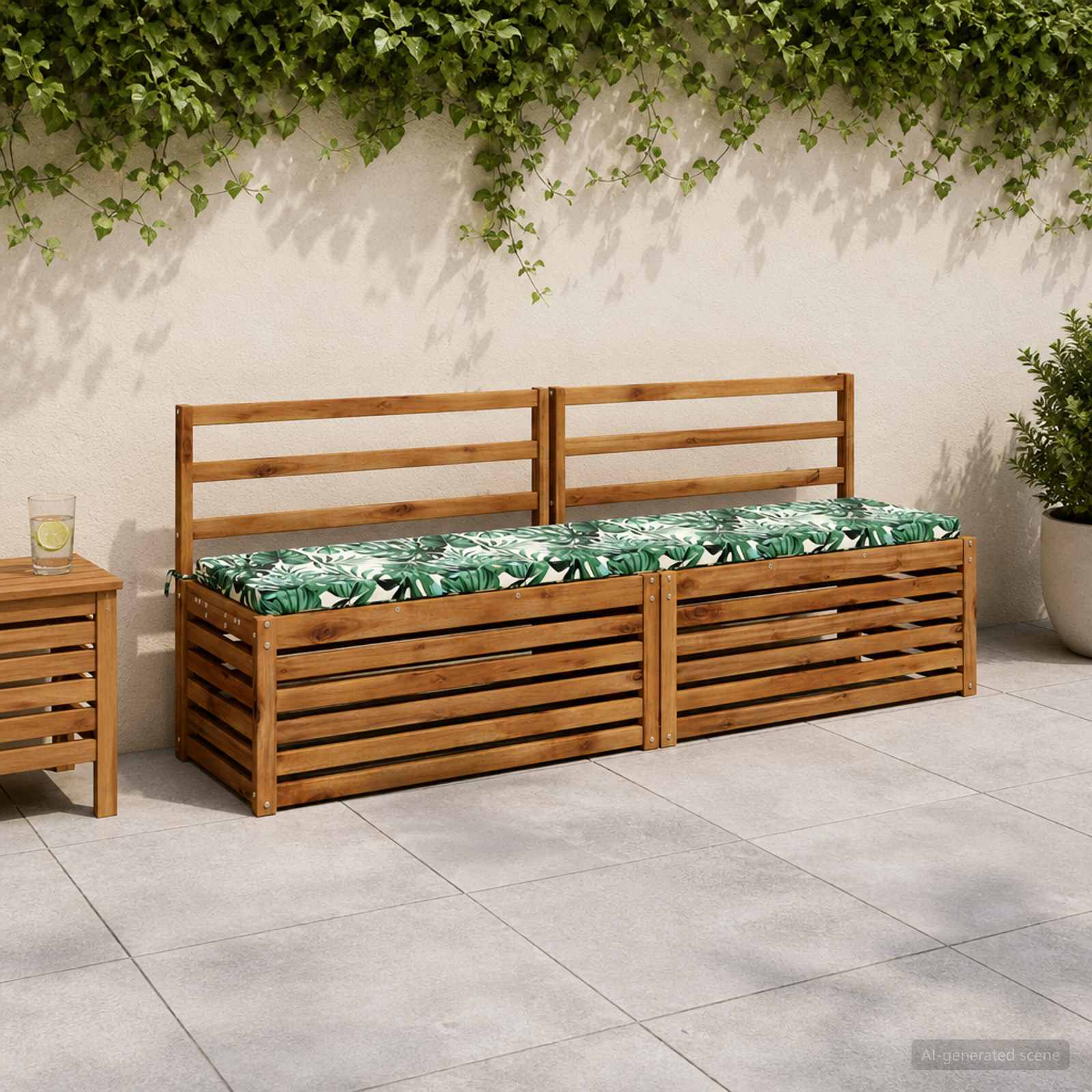Bankkussen SOEST 100% Polyester Bladpatroon 180 x 40 x 5 cm image 1