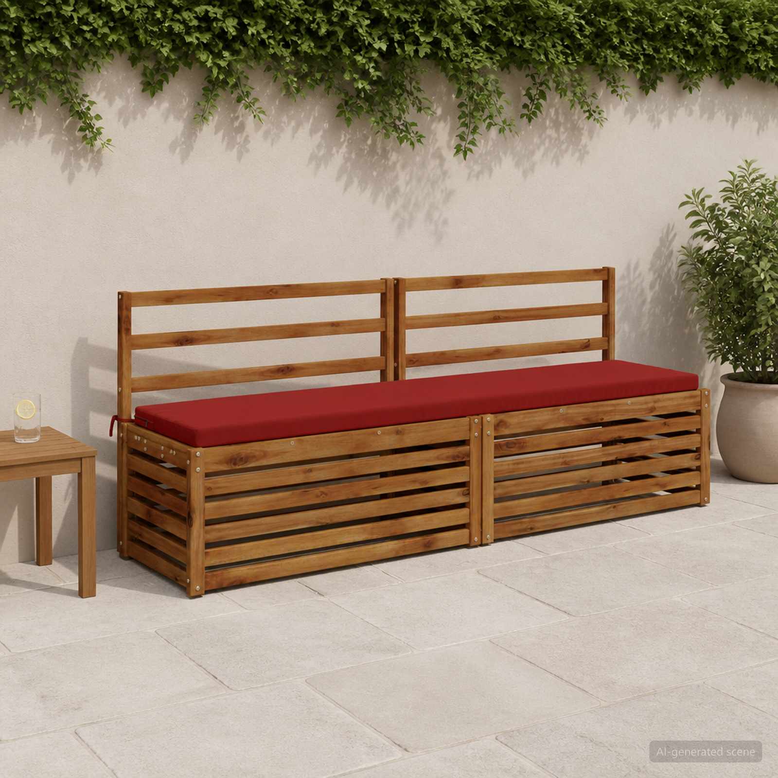 Bankkussen SOEST 100% Polyester Wijnrood 170 x 40 x 5 cm image 1