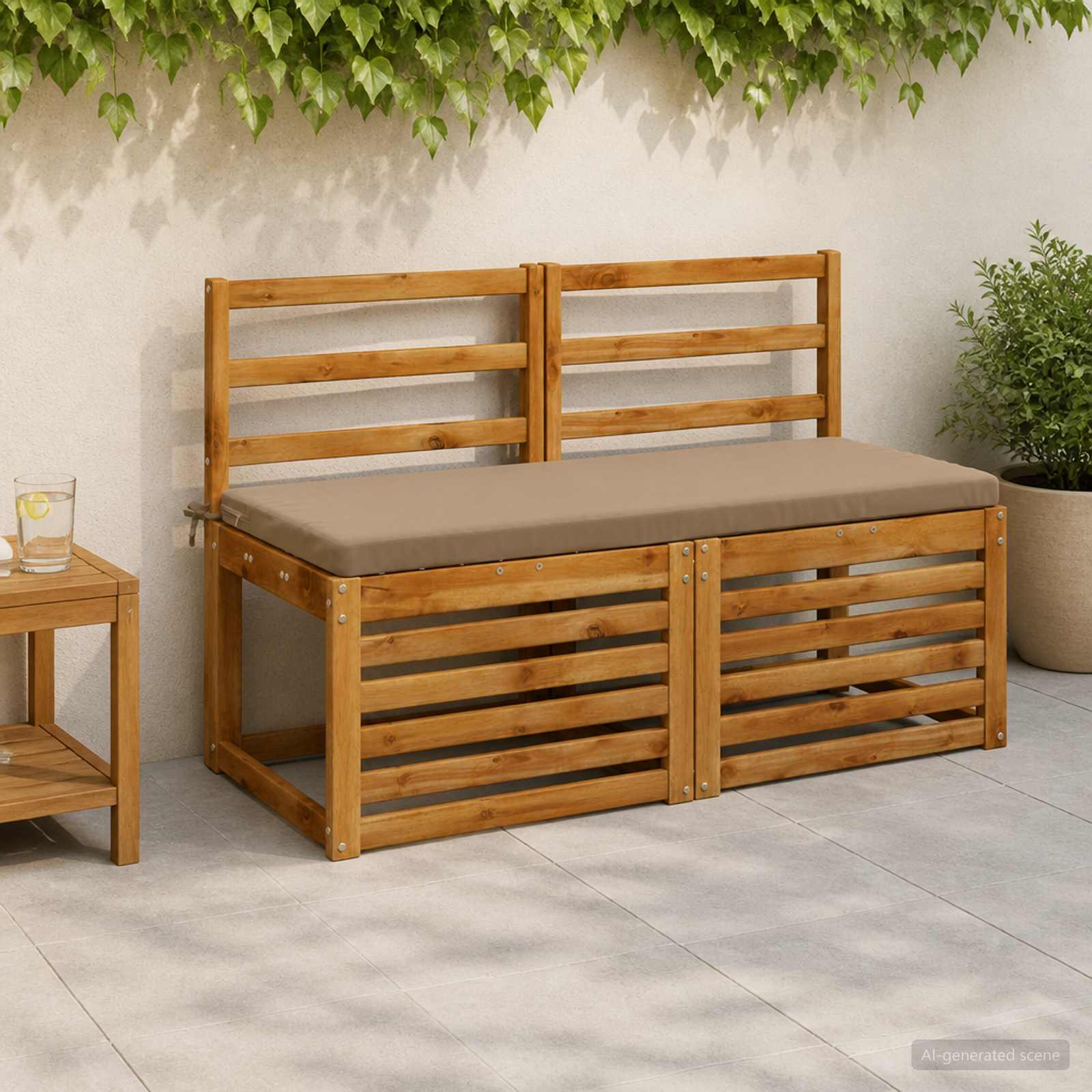 2-delige Bankkussens SOEST 2 st 100% Polyester Taupe image 1