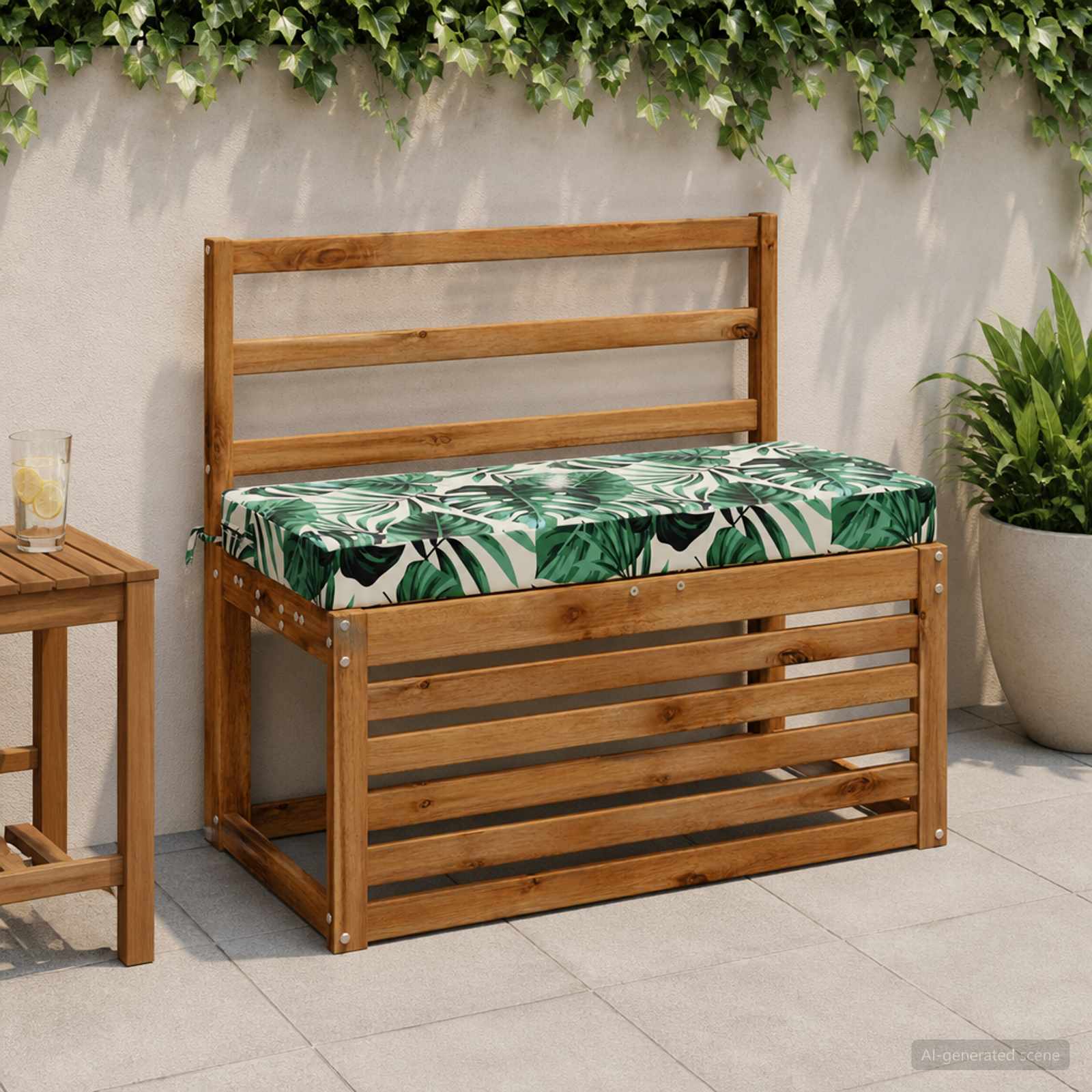 Bankkussen SOEST 100% Polyester Bladpatroon 60 x 40 x 8 cm image 1
