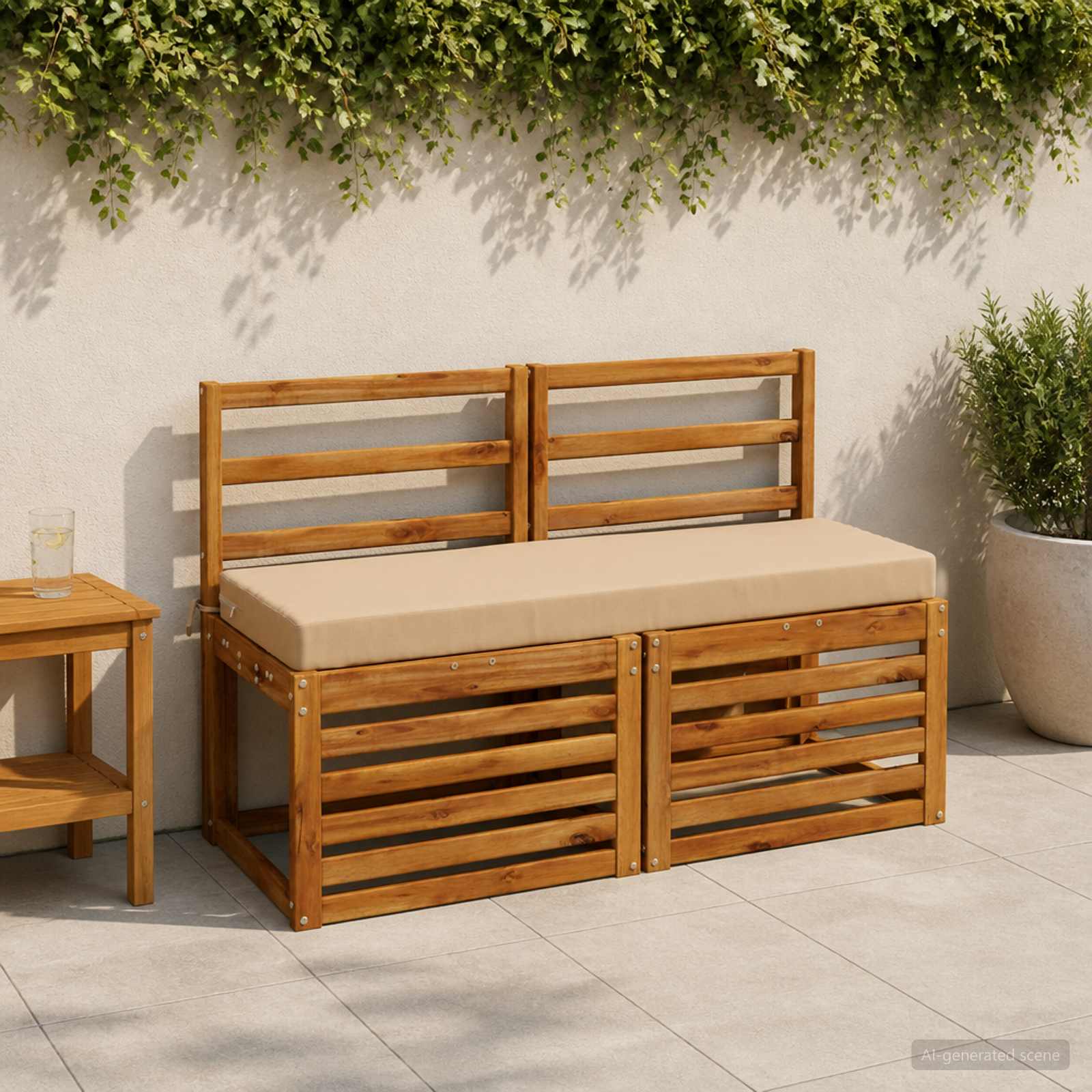 Blazina za klop SOEST 100% poliester Peščena 120 x 40 x 8 cm