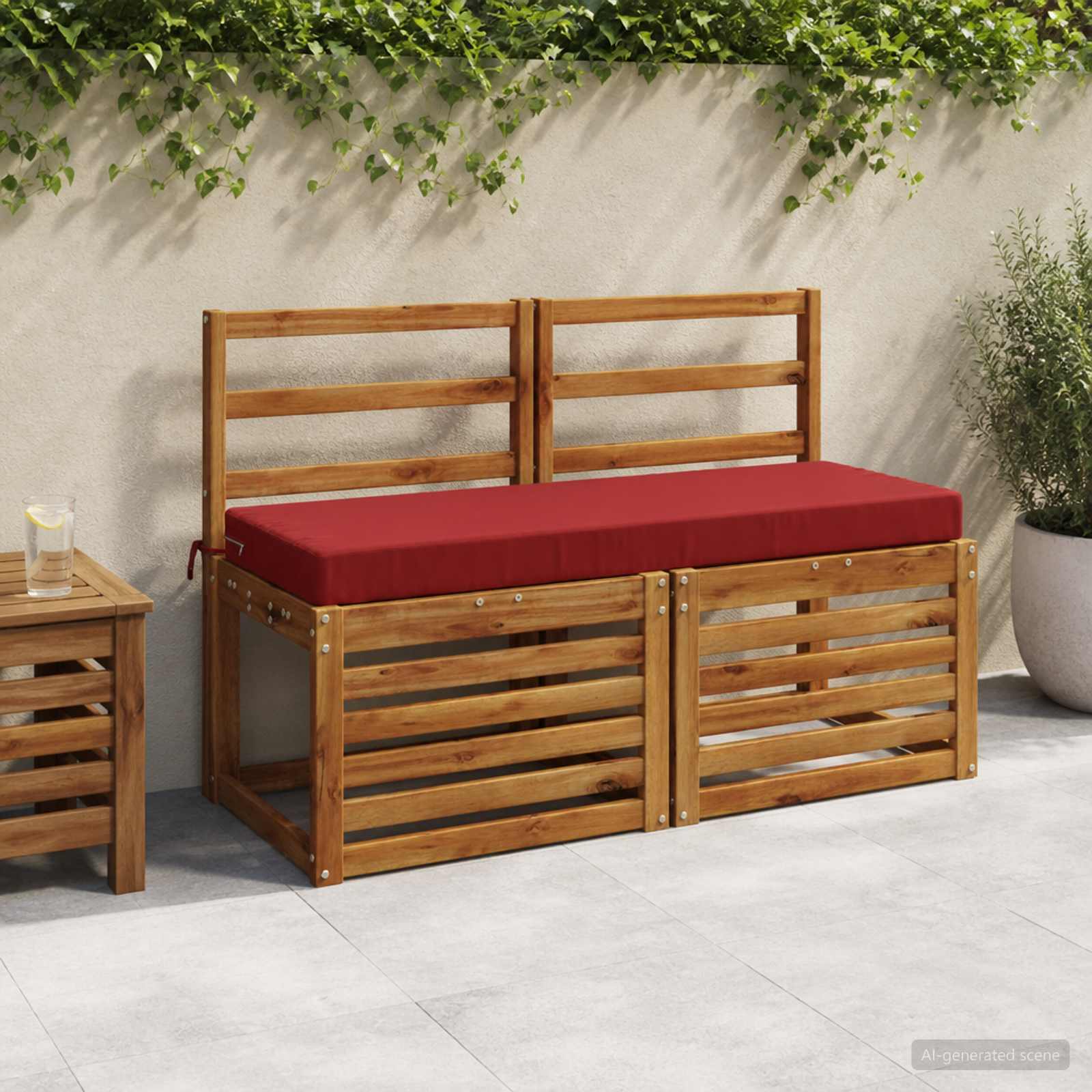 Bankkussen SOEST 100% Polyester Wijnrood 100 x 40 x 8 cm image 1