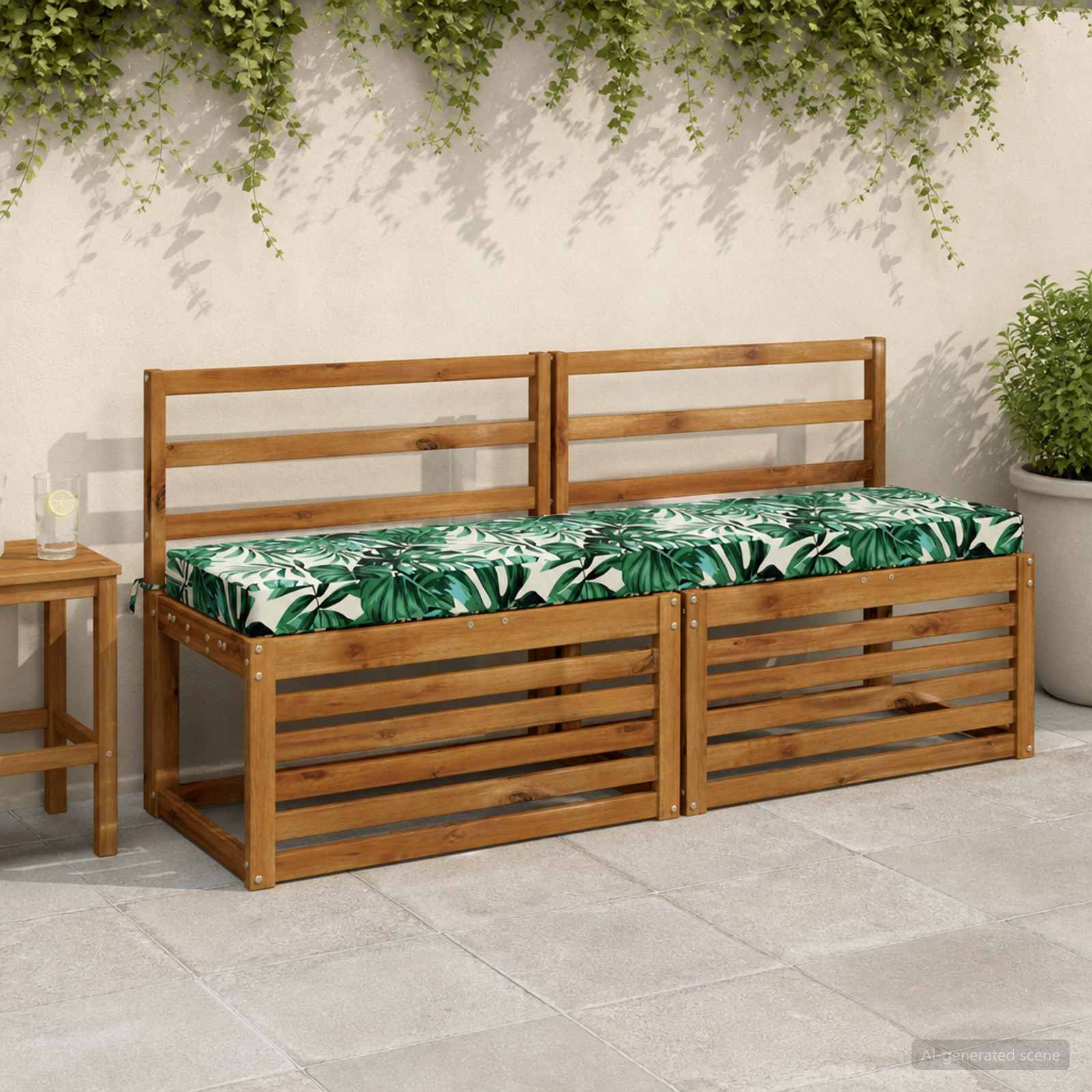 Bankkussen SOEST 100% Polyester Bladpatroon 140 x 40 x 8 cm image 1