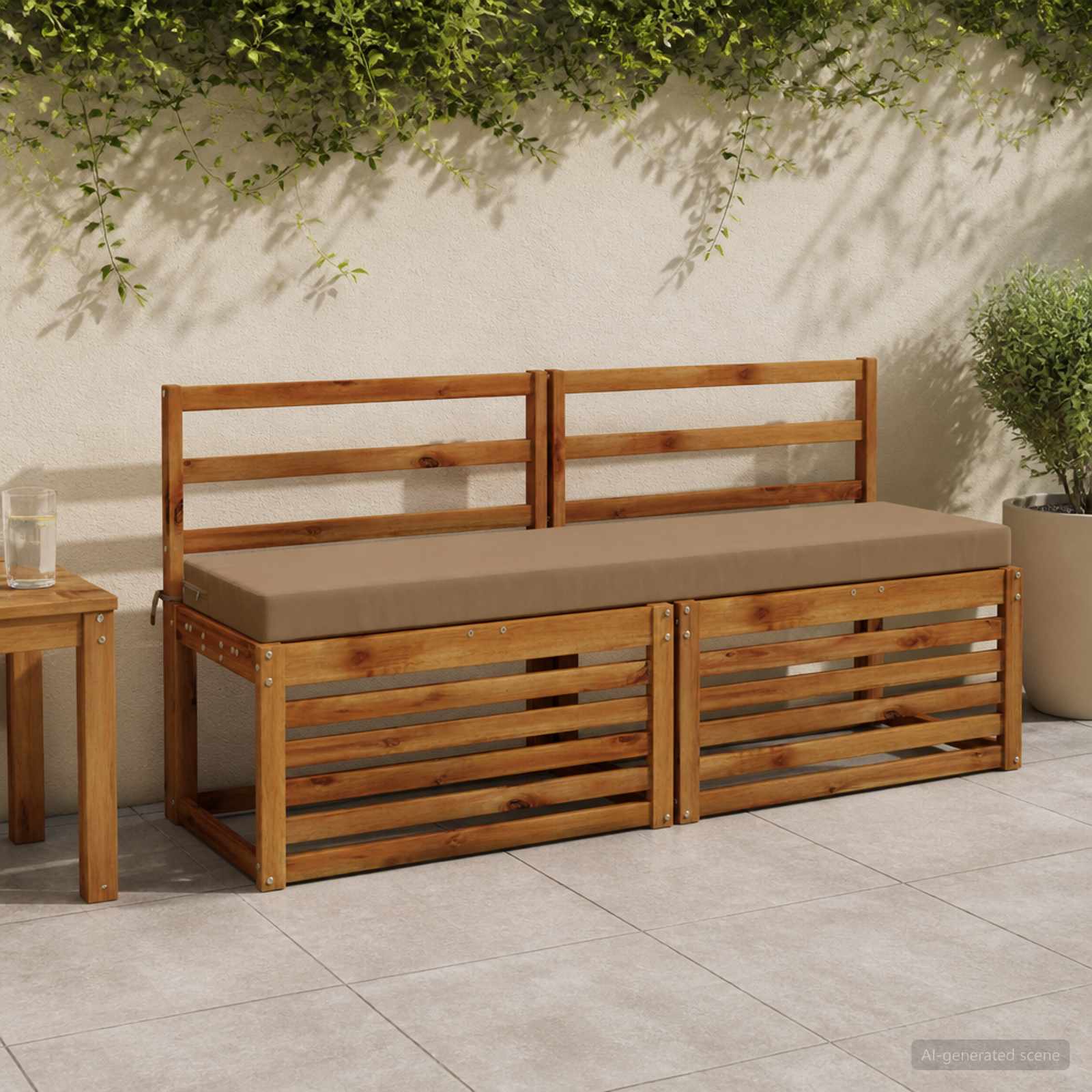 2-delige Bankkussens SOEST 2 st 100% Polyester Taupe image 1
