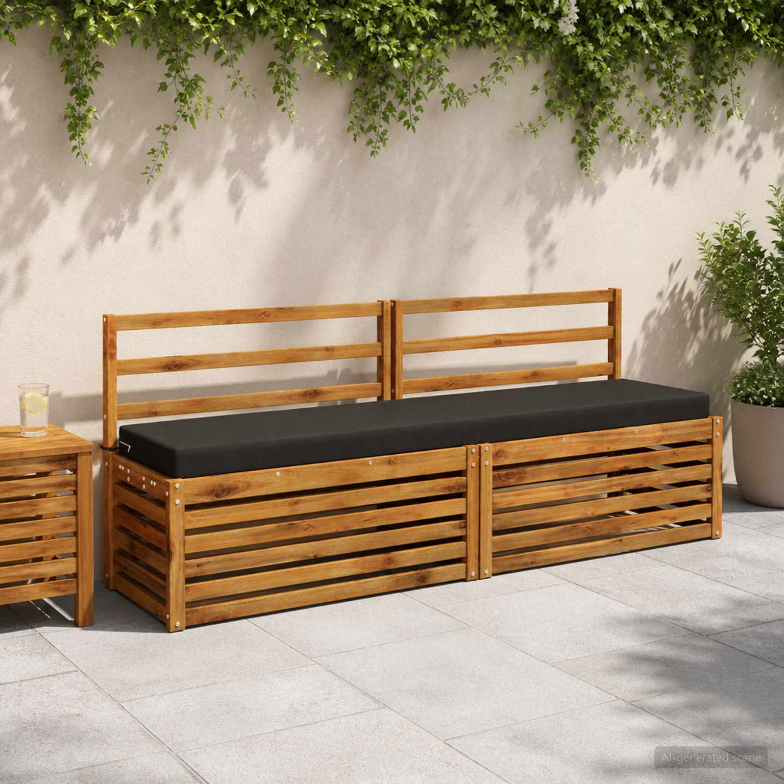 Bankkussen SOEST 100% Polyester Zwart 170 x 40 x 8 cm image 1
