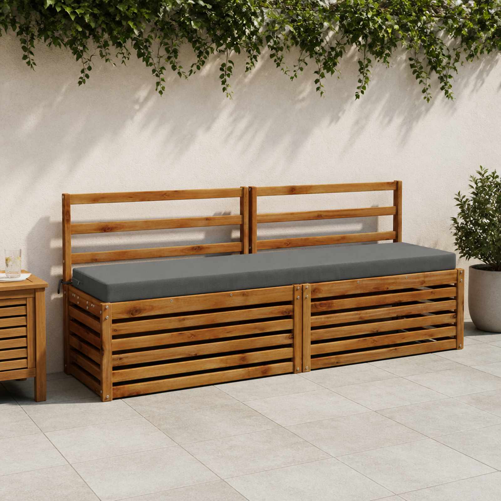 vidaXL Bankkissen SOEST 2 stk. 100 % Polyester Grau 170 x 40 x 8 cm