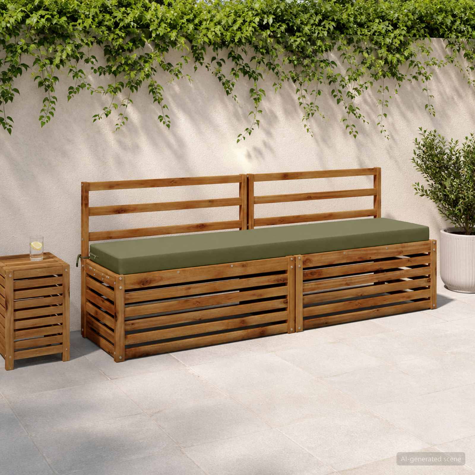 Bankkussen SOEST 100% Polyester Olijfgroen 200 x 40 x 8 cm image 1