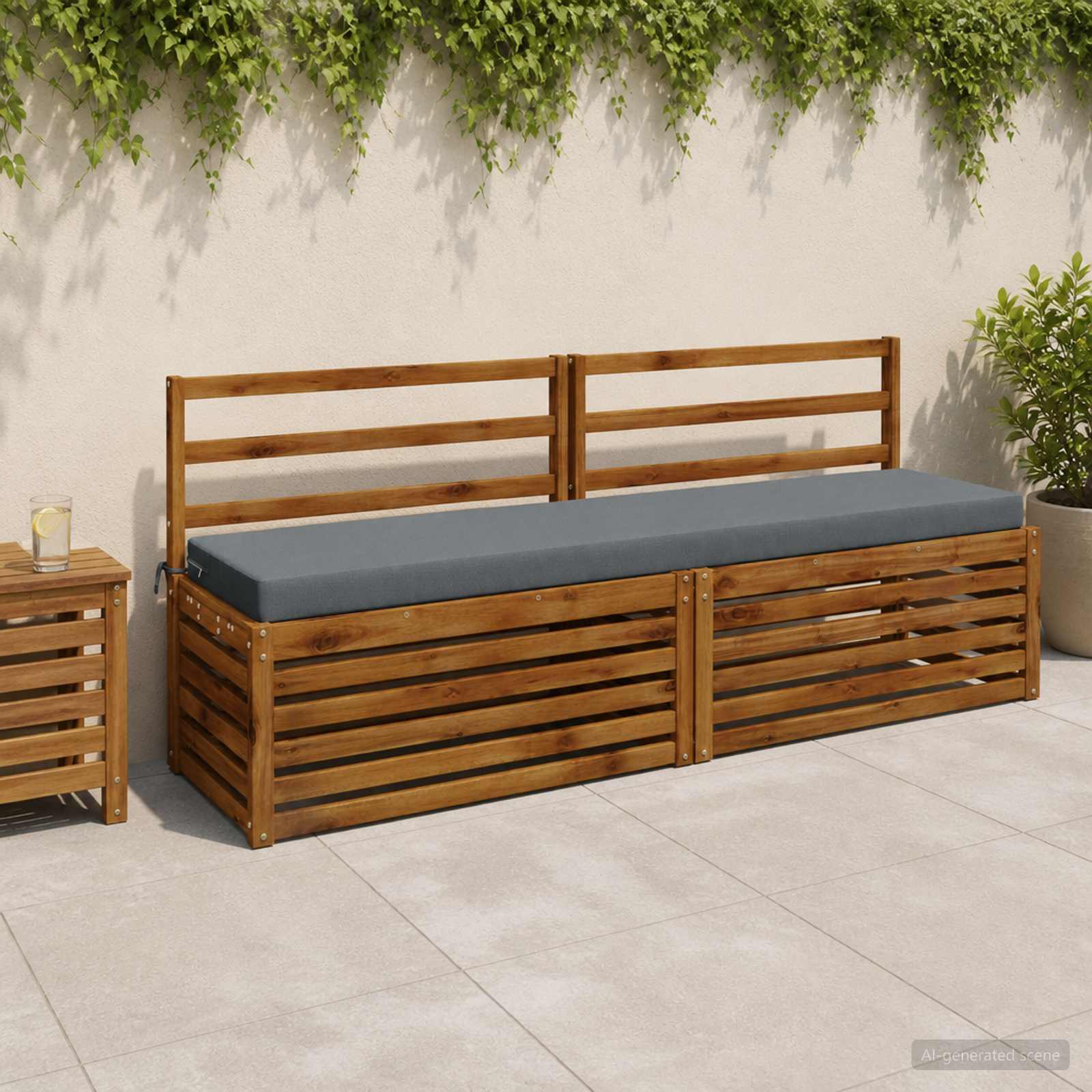 Bankkussen SOEST 100% Polyester Blauw 200 x 40 x 8 cm image 1