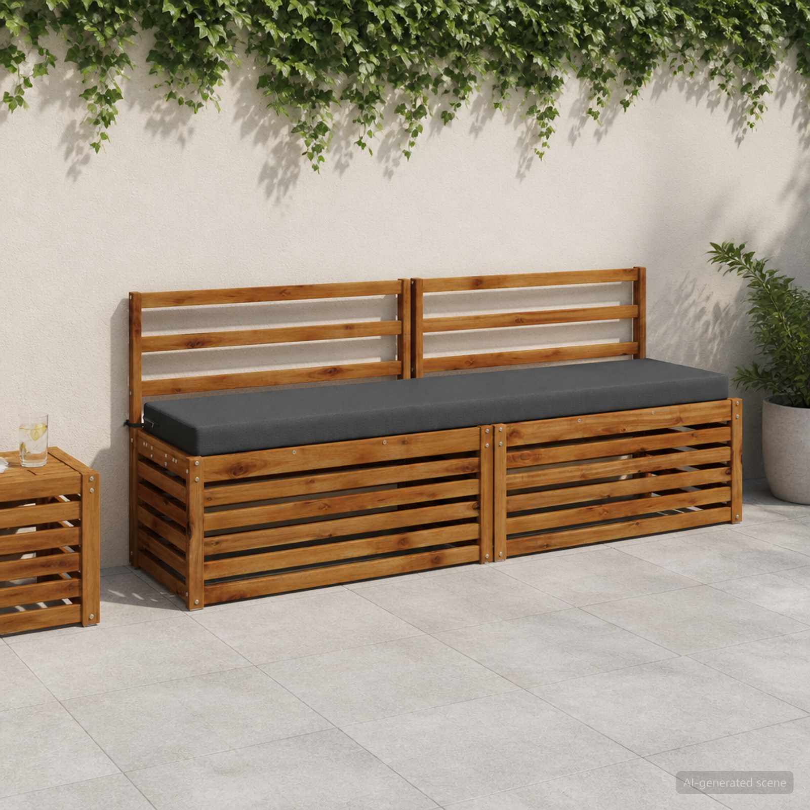 Bankkussen SOEST 100% Polyester Antraciet 200 x 40 x 8 cm image 1