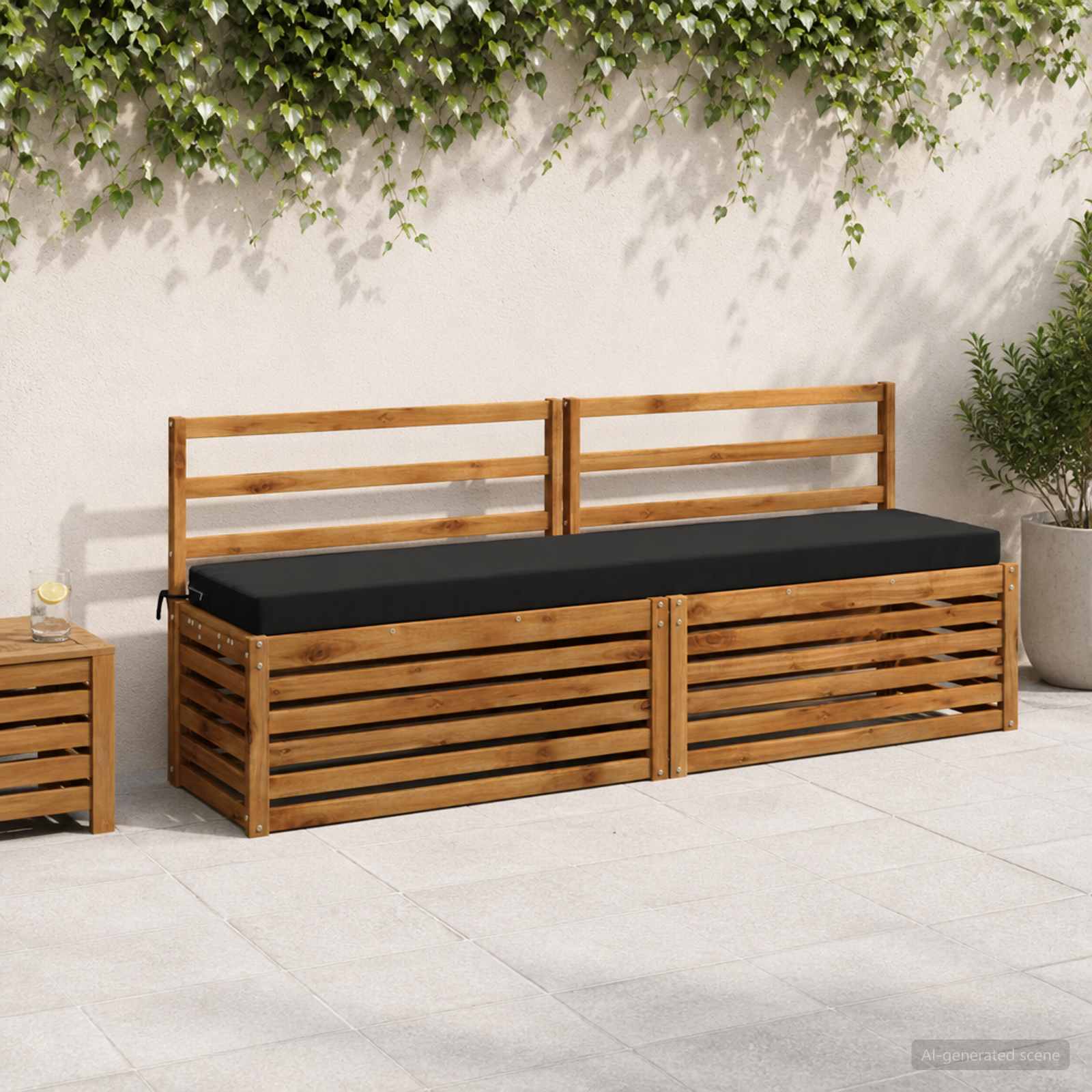 Bankkussen SOEST 100% Polyester Zwart 200 x 40 x 8 cm image 1