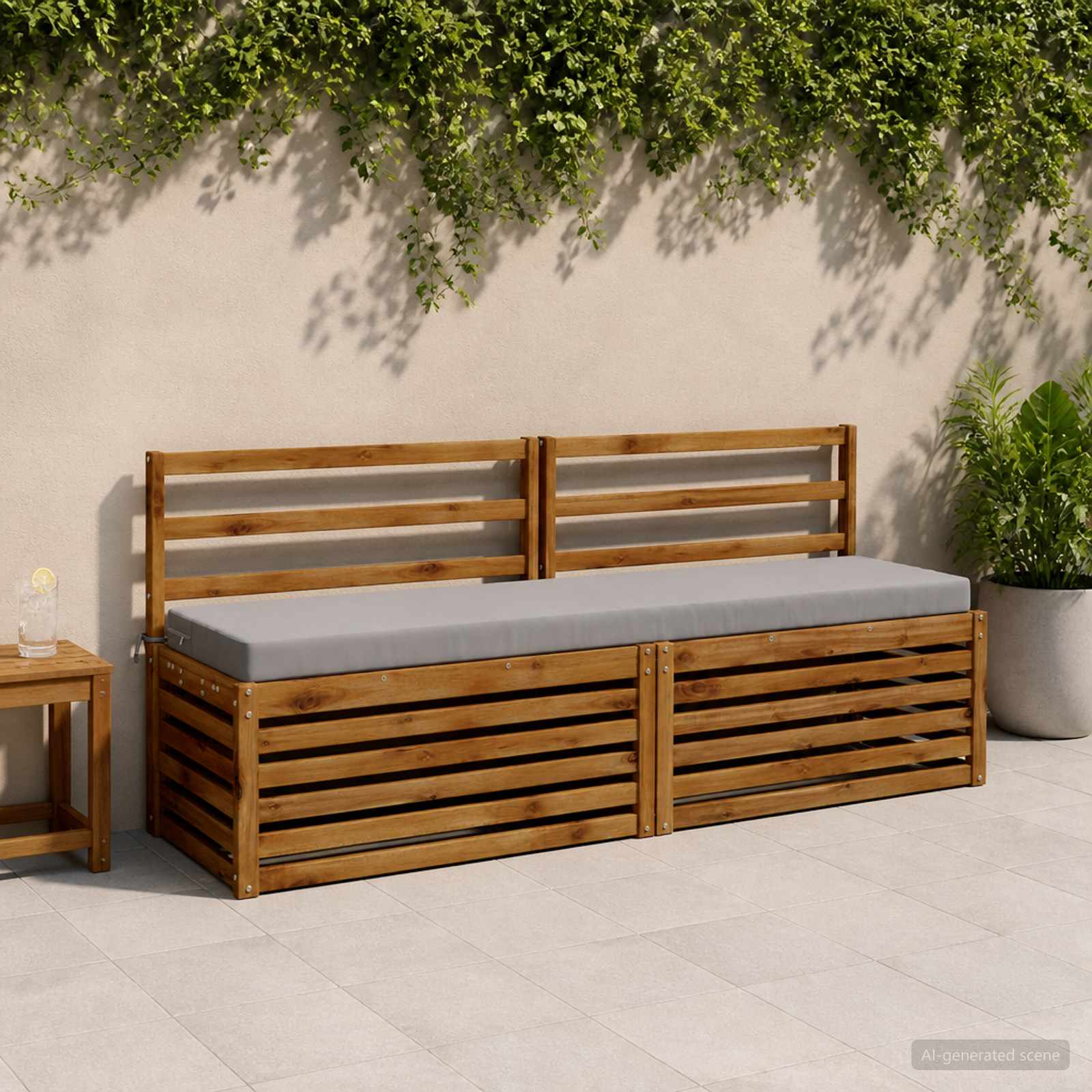 Bankkussen SOEST 100% Polyester Grijs 200 x 40 x 8 cm image 1