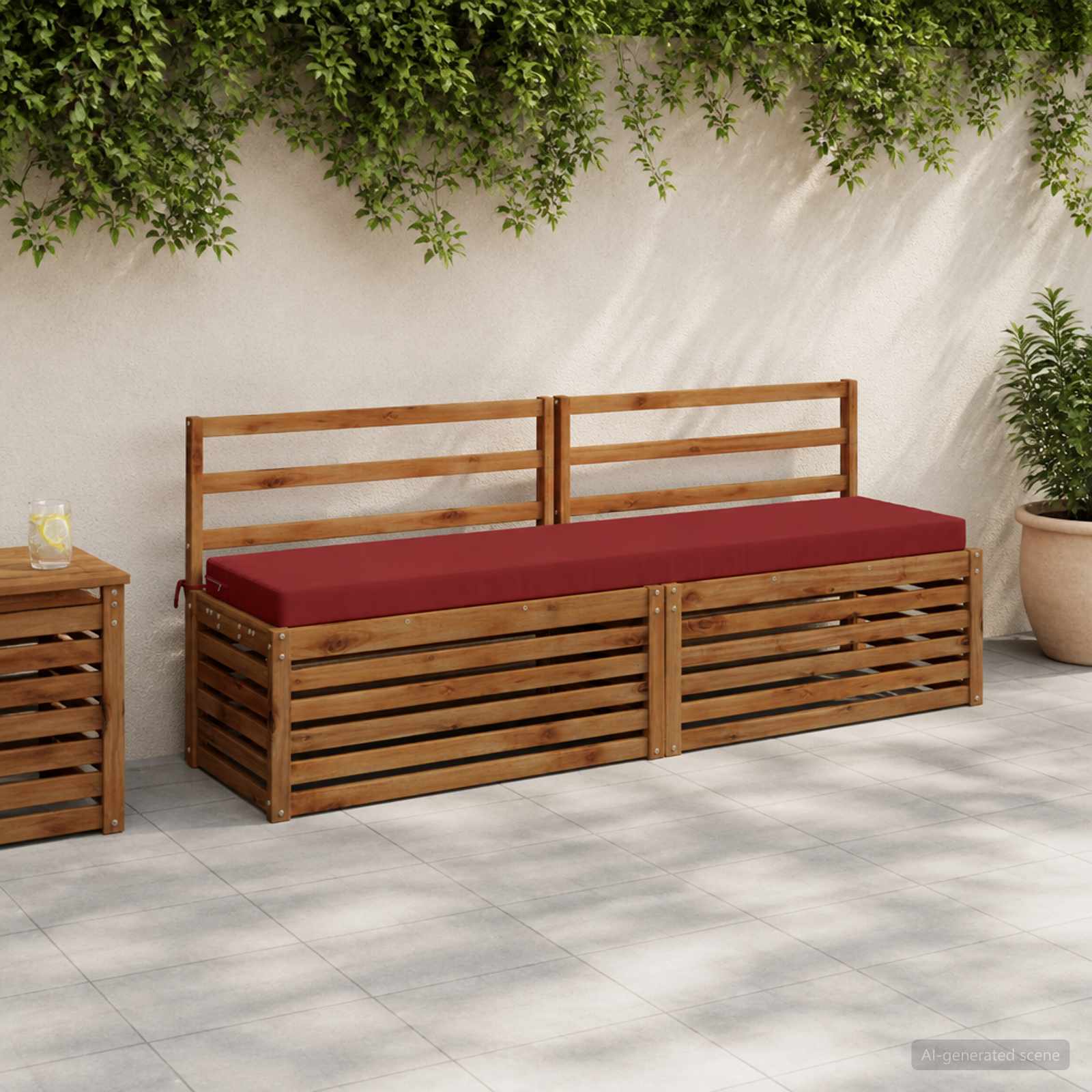 Bankkussen SOEST 100% Polyester Wijnrood 200 x 40 x 8 cm image 1